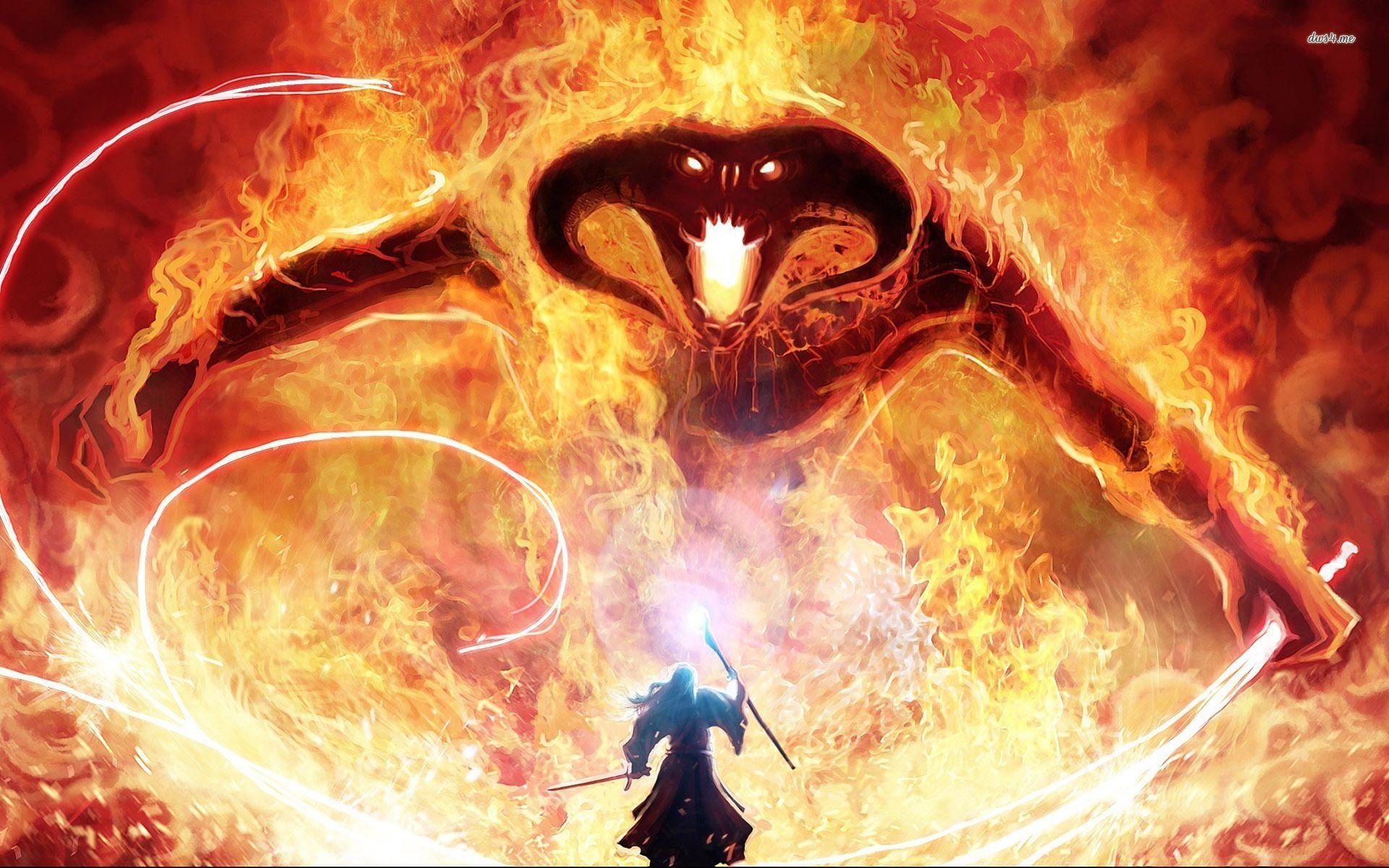 Gandalf, Balrog, Der Ringe, Fantasy, Kampf, 1920x1200 HD Desktop