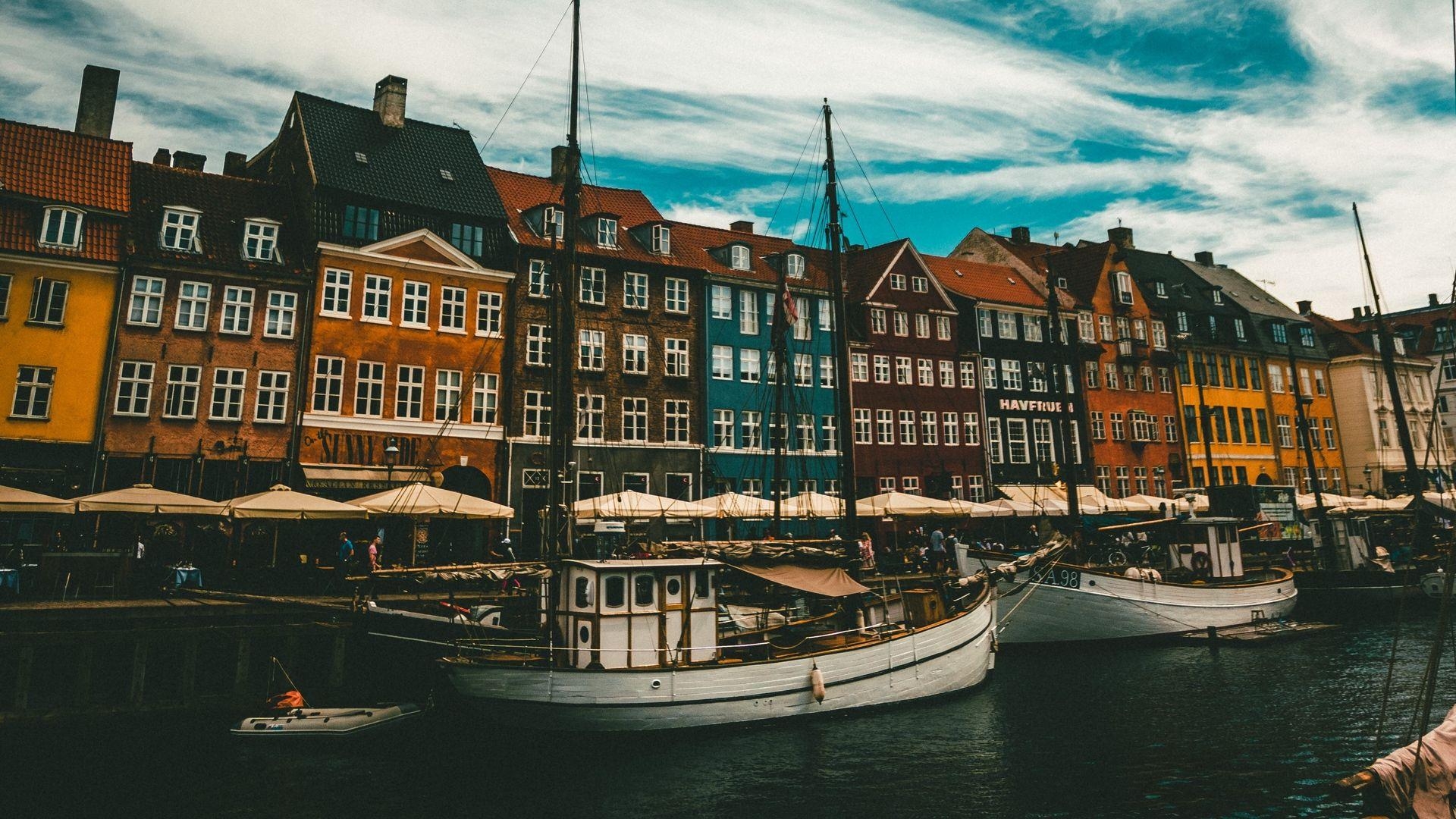 Dänemark Boote, Gebäude, See, Kopenhagen, Download, 1920x1080 Full HD Desktop