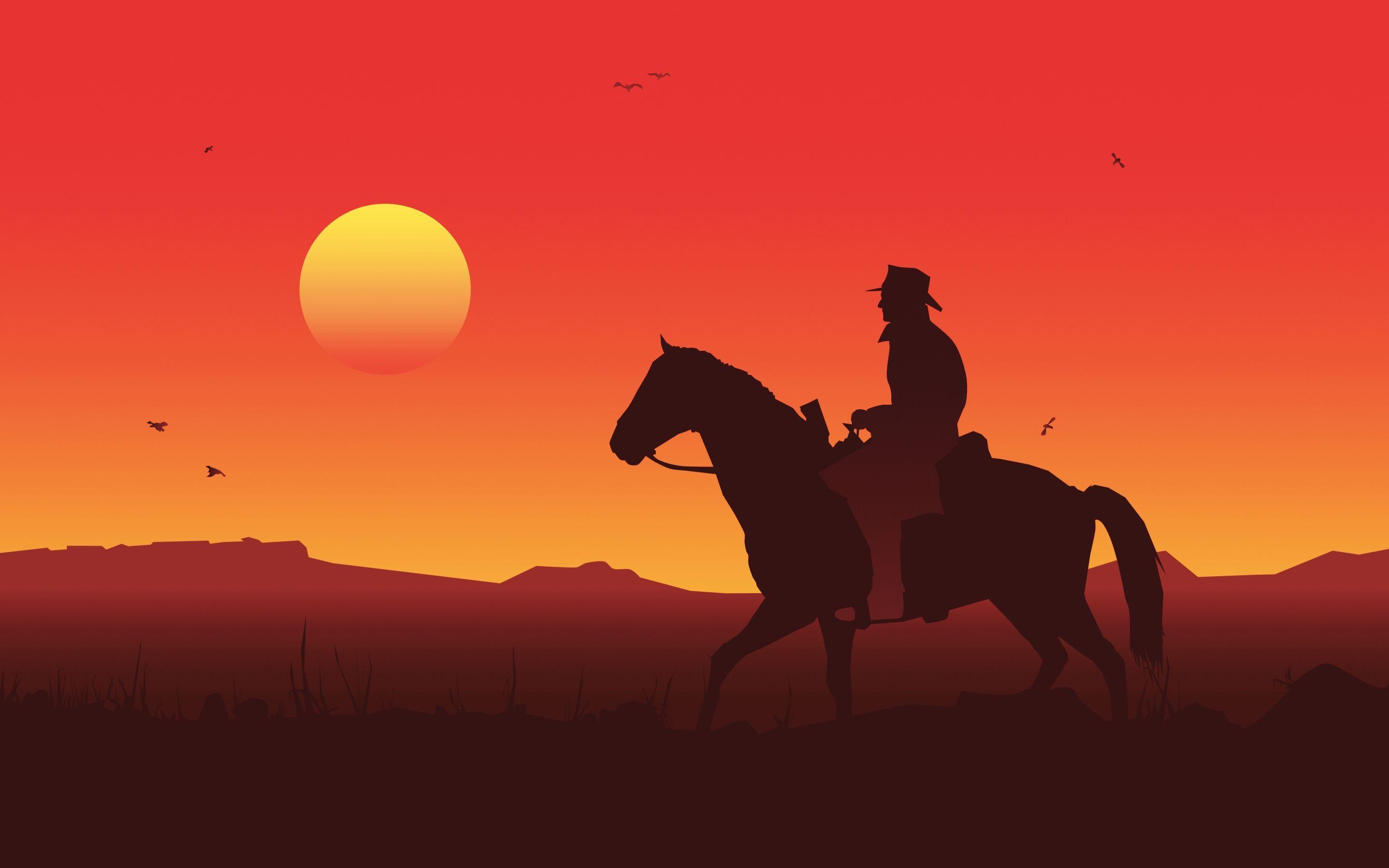 Red Dead Redemption, Videospiel, Minimalismus, Wild West, Abenteuer, 2880x1800 HD Desktop