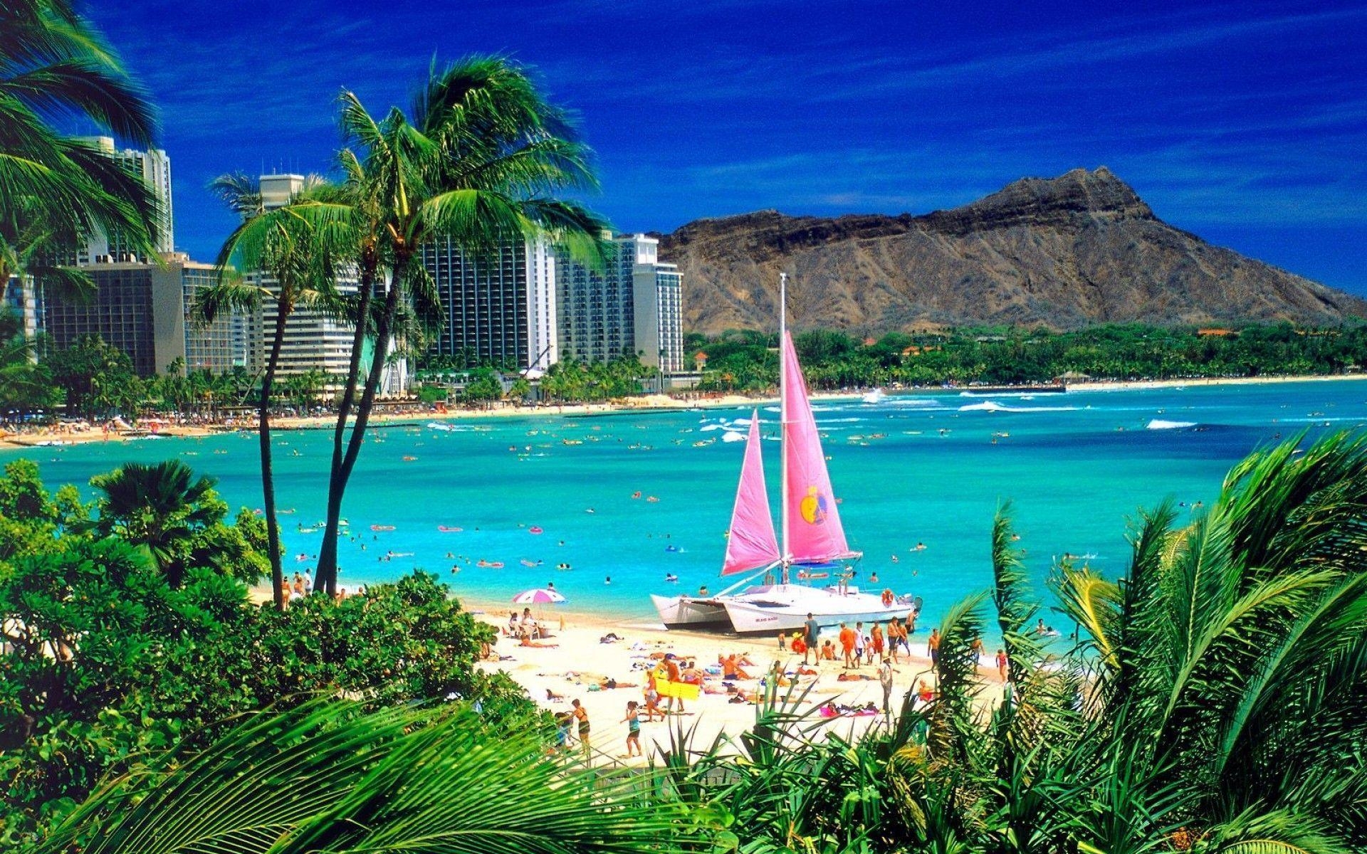 Waikiki, Strand, Hawaii, Honolulu, Wasser, 1920x1200 HD Desktop