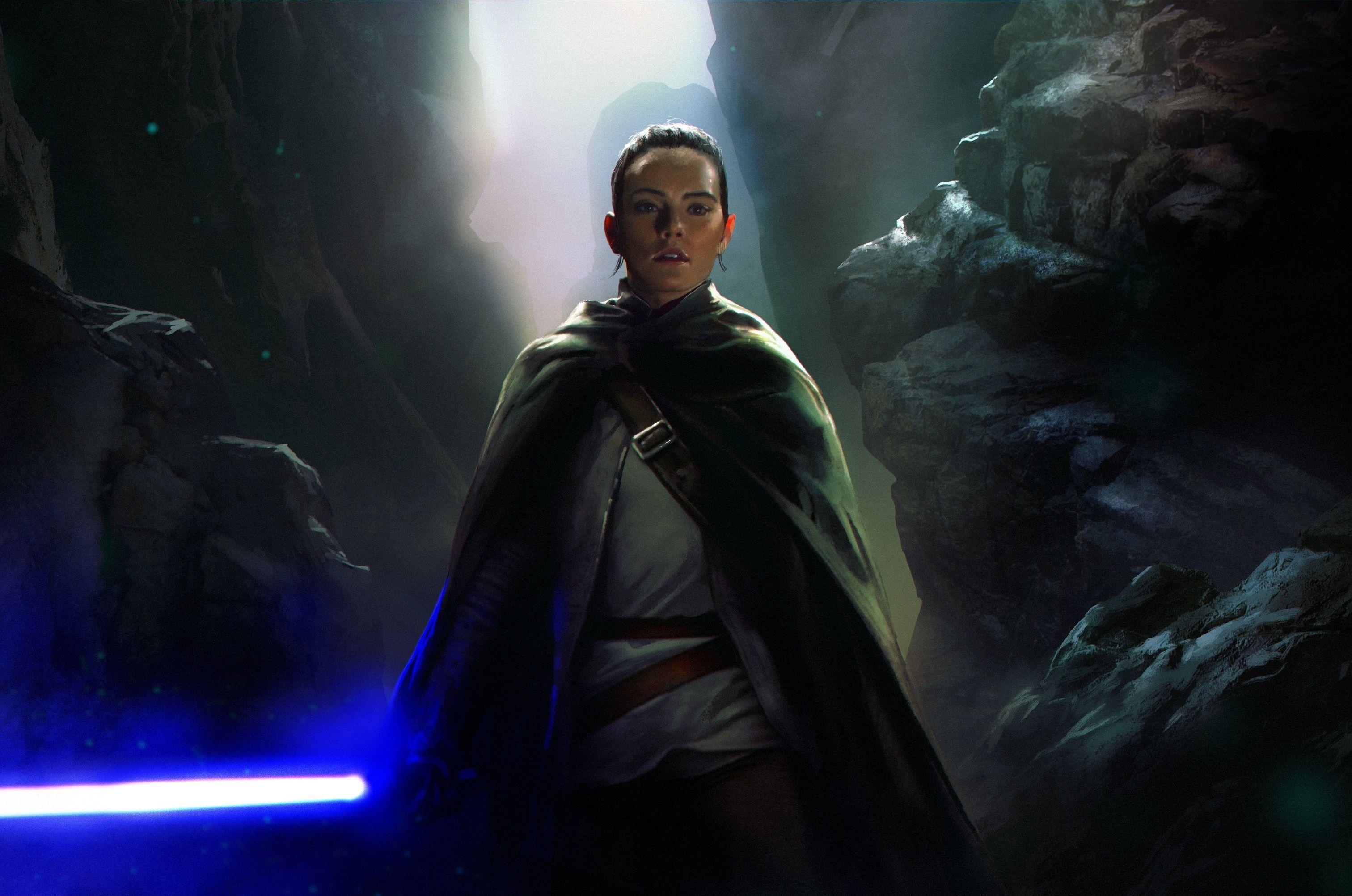 Rey, Star Wars, Die letzten Jedi, Daisy Ridley, Kunstwerk, 3030x2010 HD Desktop