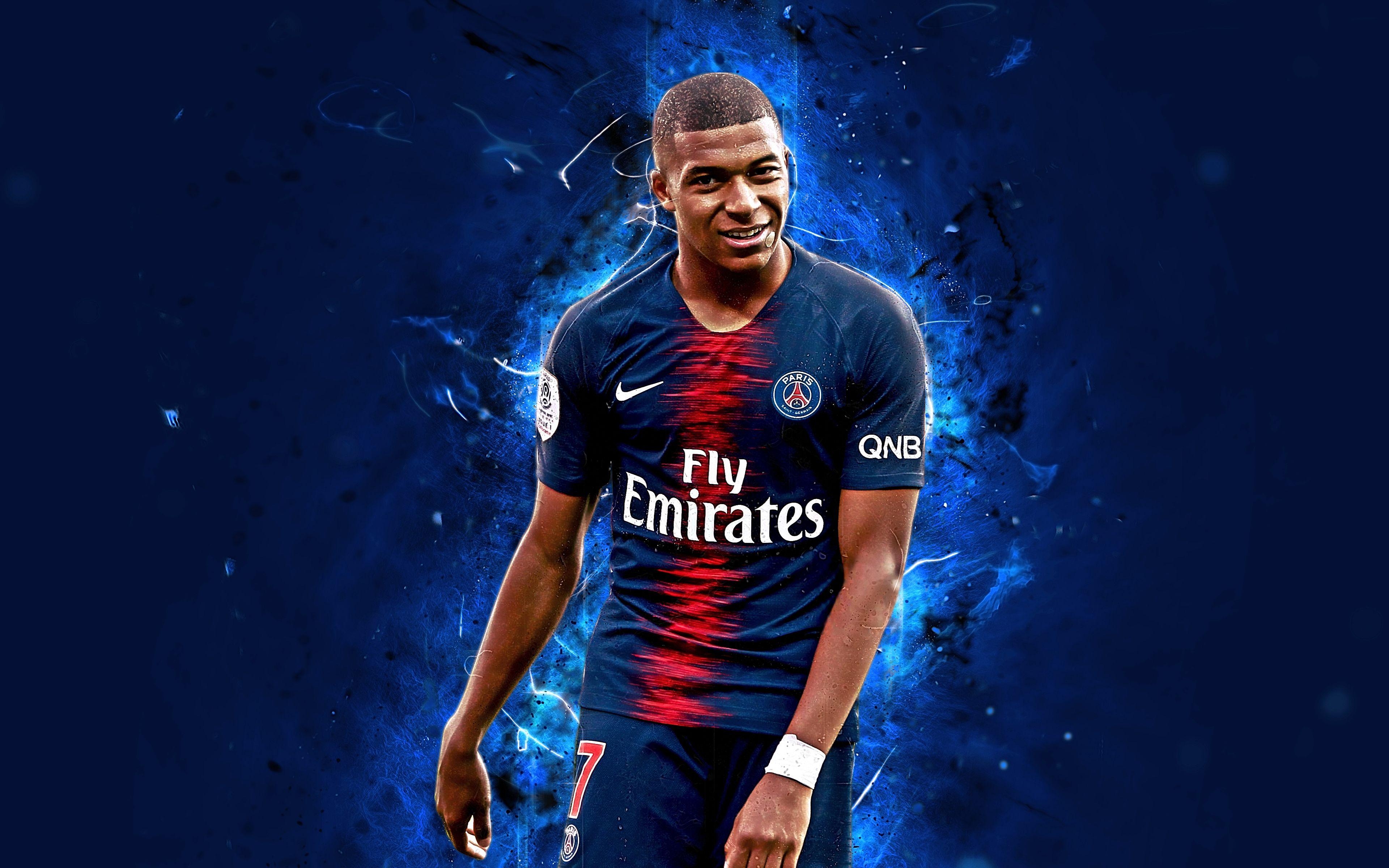 Kylian Mbappé Lottin, 4K, Ultra HD, Hintergrund, Fußball, 3840x2400 4K Desktop