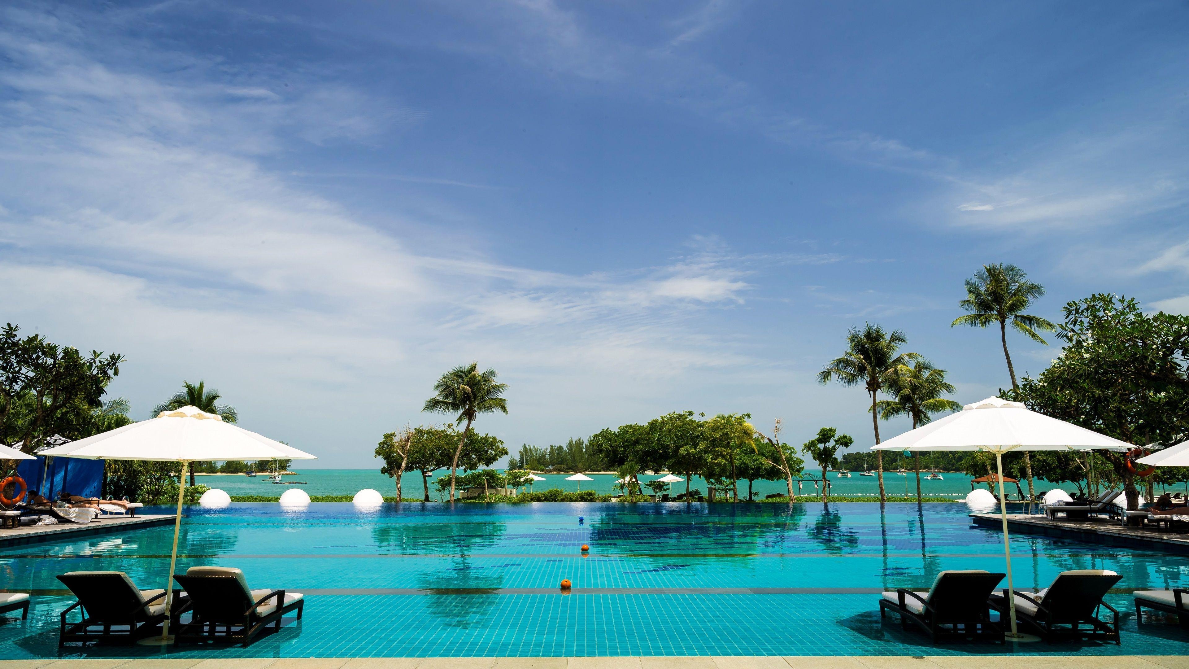 Langkawi, Resort, Sonnenliegen, Pool, Meer, 3840x2160 4K Desktop