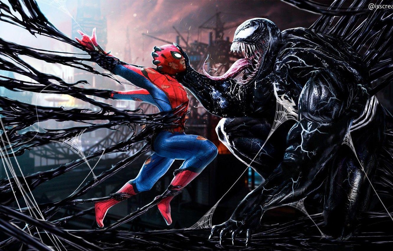 Tom Hardy, Venom, Peter Parker, Spider-Man, Eddie, 1340x850 HD Desktop