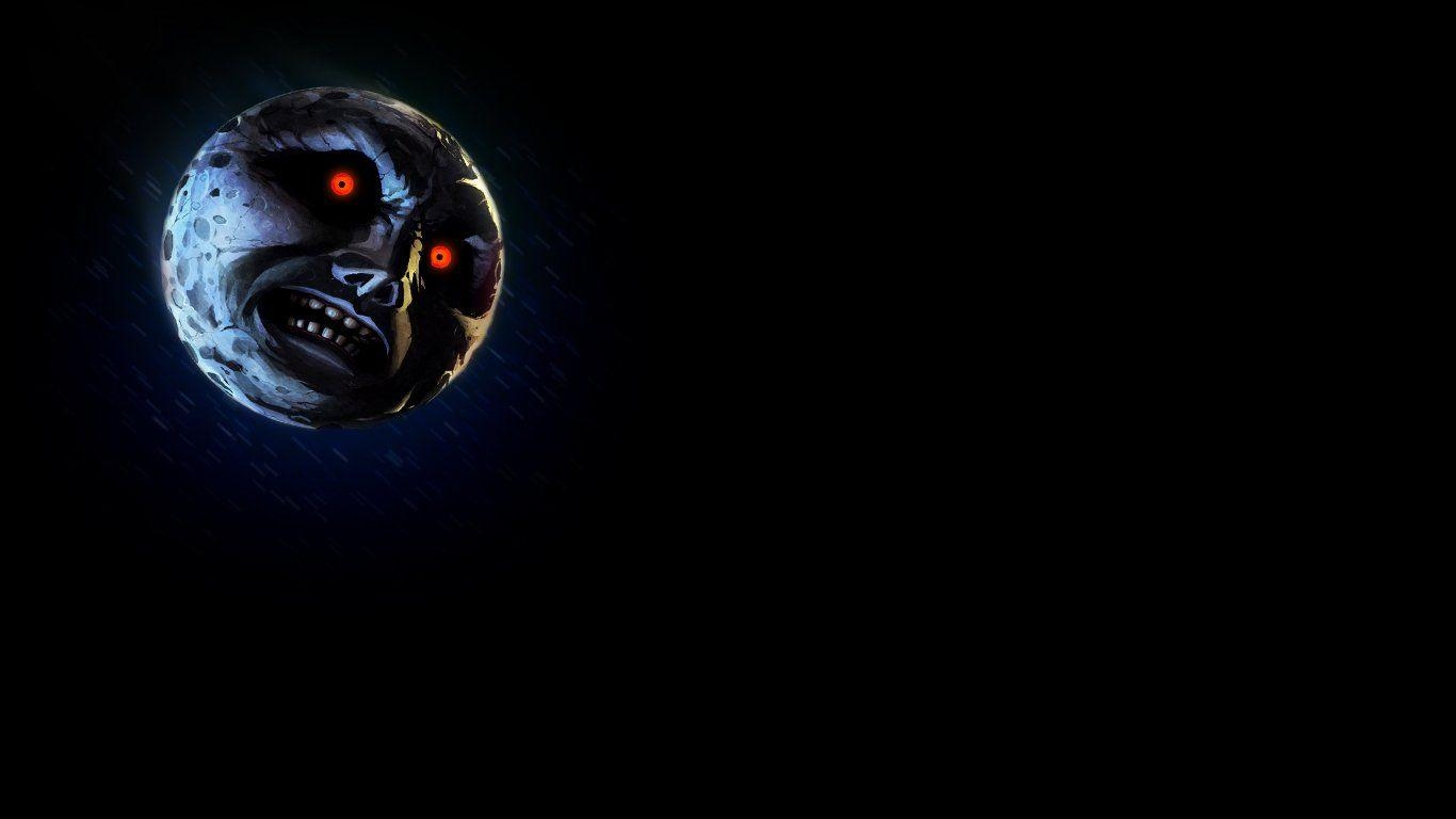 Majora's Mask, Mond, Unheimlich, Schwarz, Original, 1370x770 HD Desktop