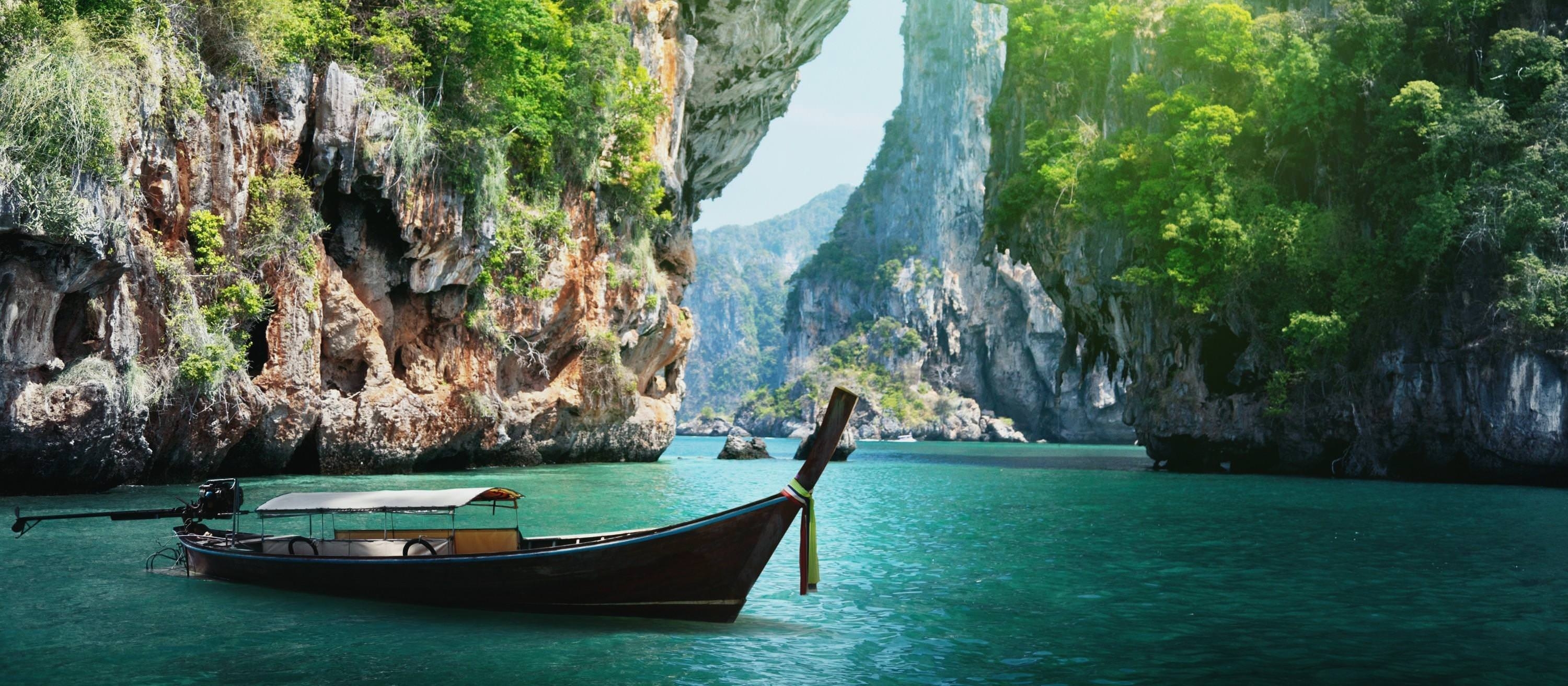 Thailand, HD, Exotische Reisen, Strand, Sonnenurlaub, 3000x1320 Dual Screen Desktop