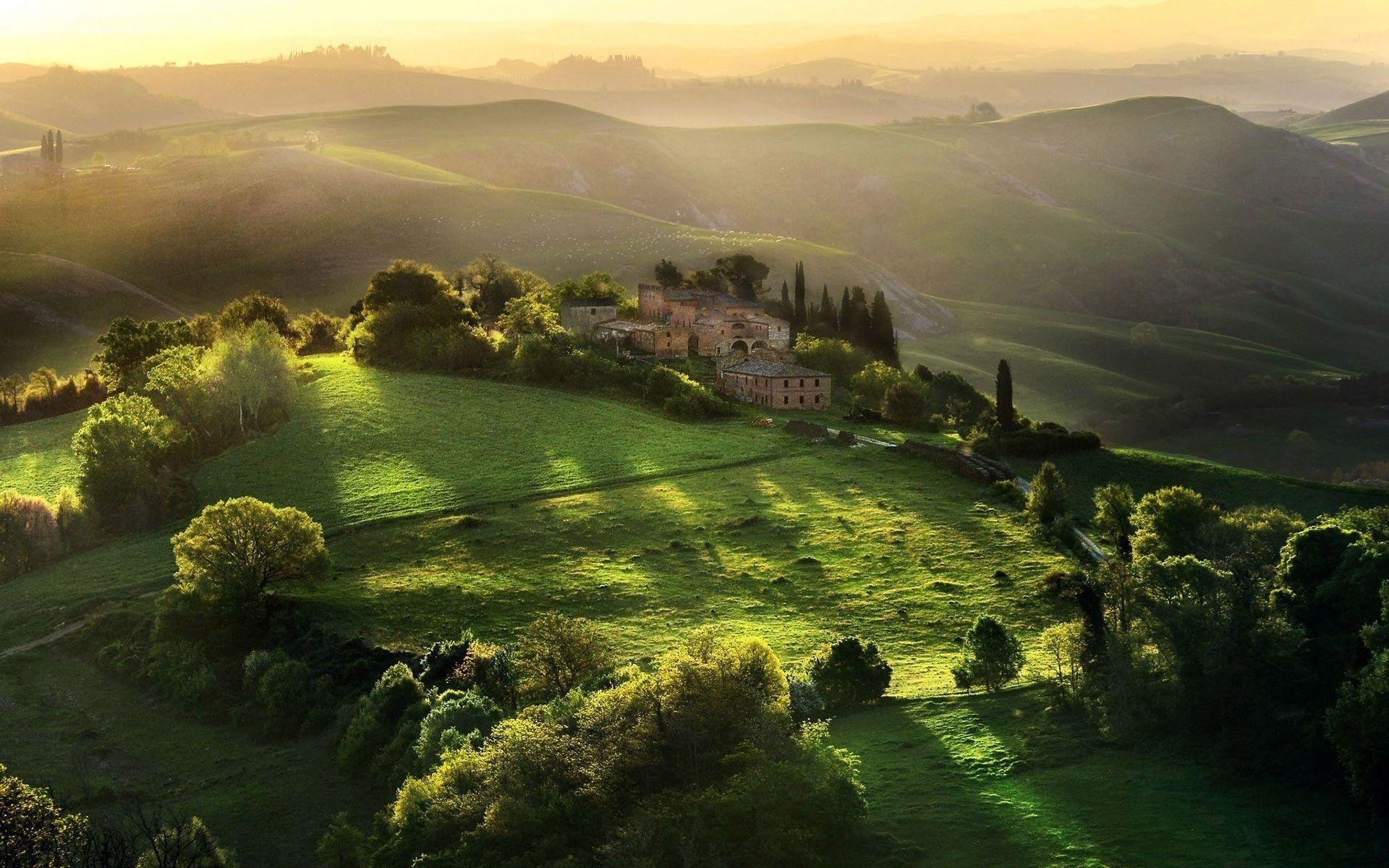 Toskana, Sonnenlicht, Hügel, Landschaft, Italien, 1920x1200 HD Desktop