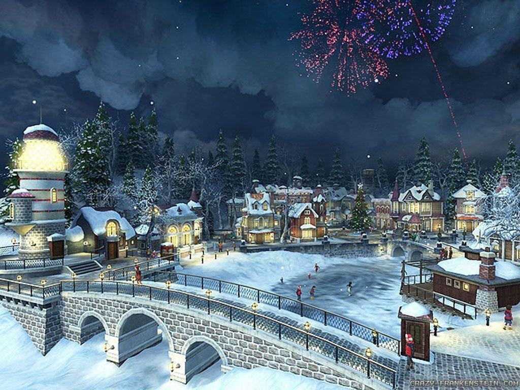 Weihnachtsdorf, Hintergrund, Festlich, Schnee, Winter, 1030x770 HD Desktop