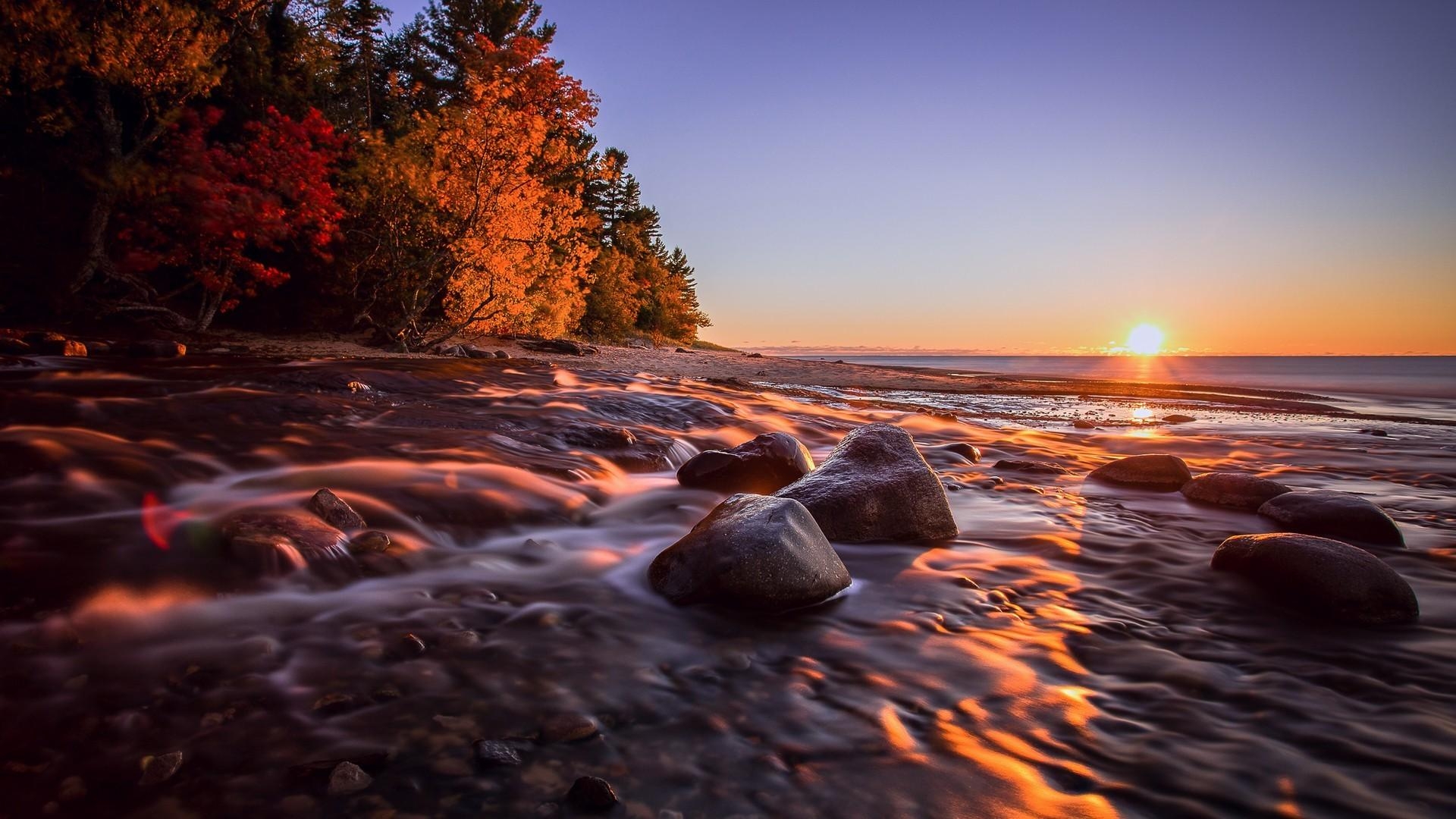 Lake Superior, Sonnenaufgang, Michigan, Fluss, Sonnenuntergang, 1920x1080 Full HD Desktop