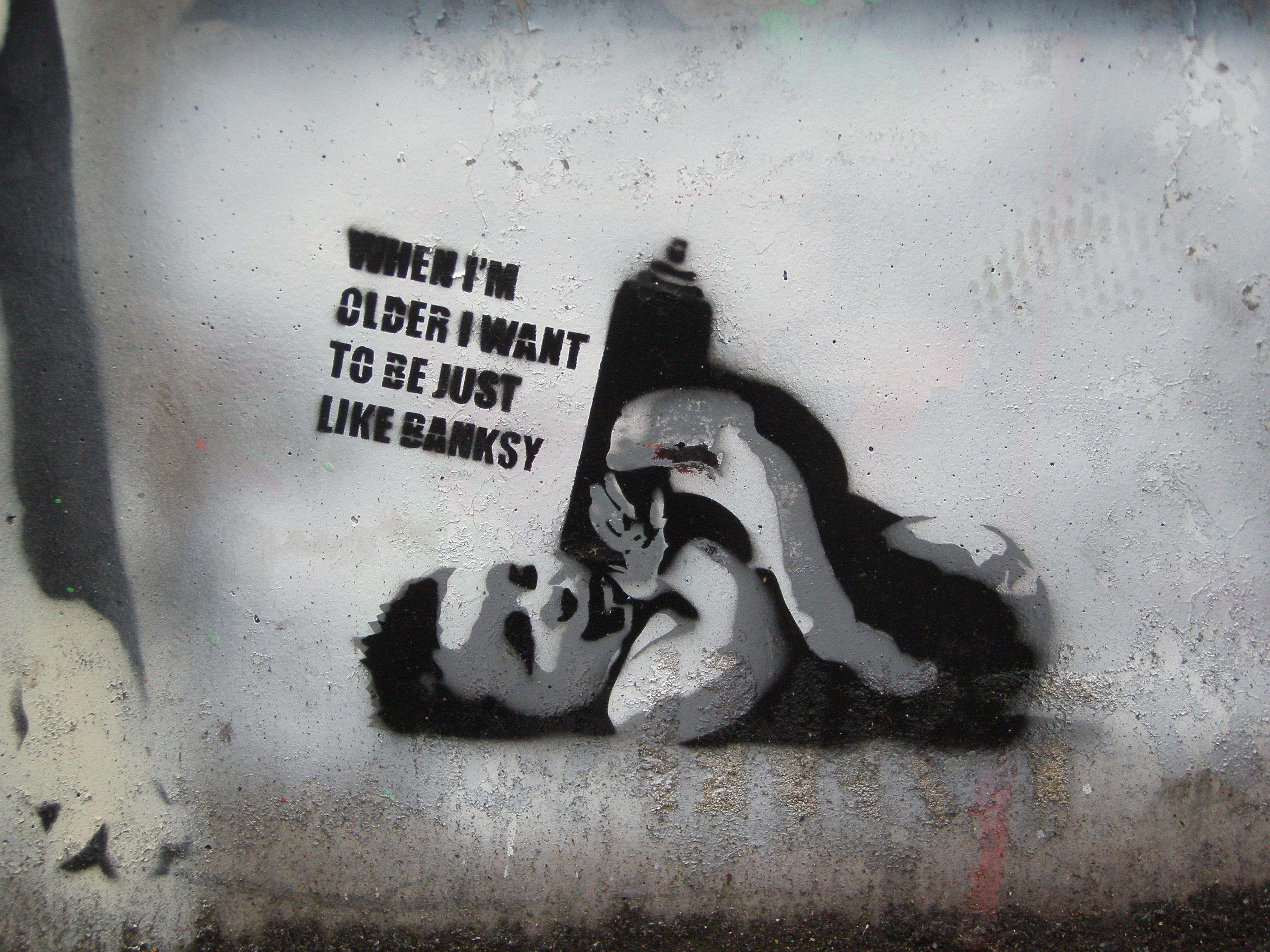 Banksy Tribute, Graffiti Kunst, HD Bild, Hintergrund, Street Art, 3080x2310 HD Desktop