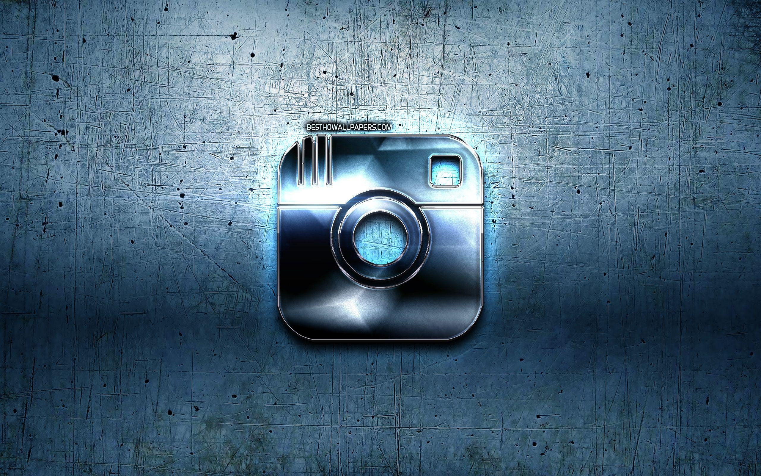 Metalllogo, Blau, Instagram, Kunstwerk, Hintergrund, 2560x1600 HD Desktop