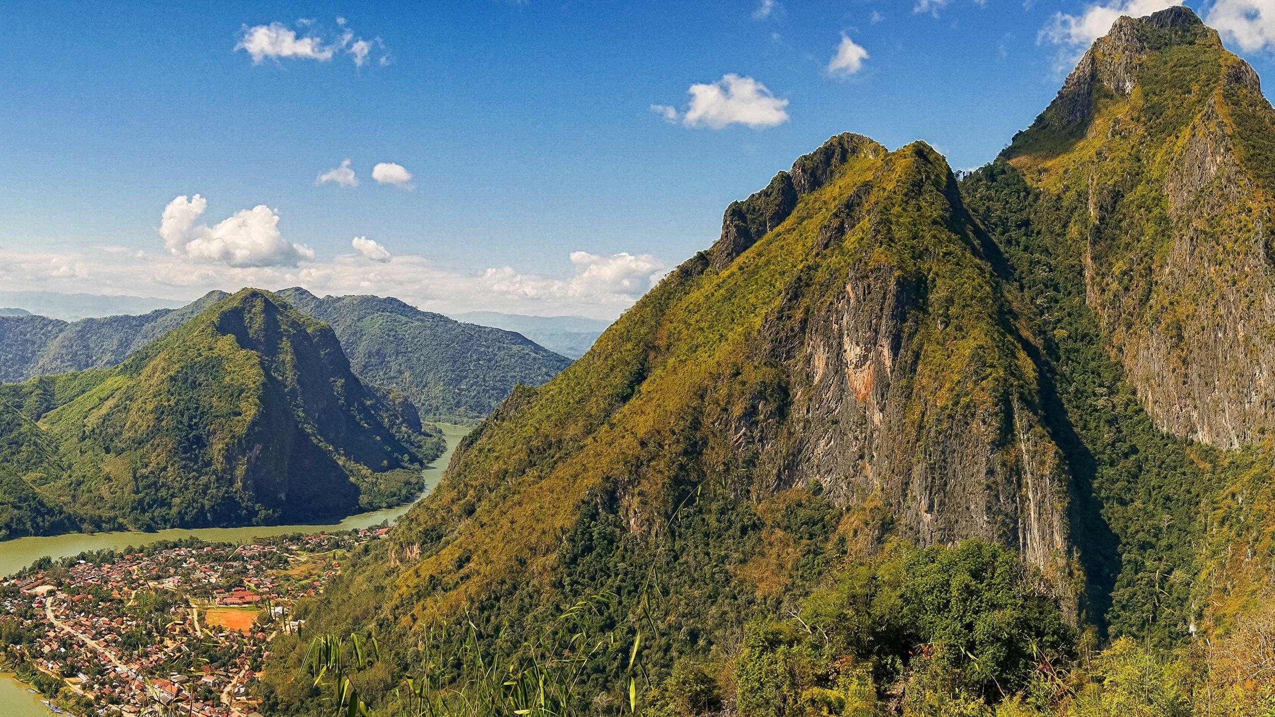 Nong Khiaw, Aussichtspunkt, Laos, Berge, Flüsse, 2560x1440 HD Desktop