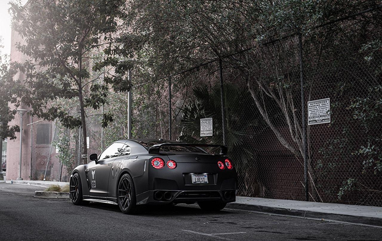 Nissan, GT R, Schwarz, Autos, Heckansicht, 1280x810 HD Desktop