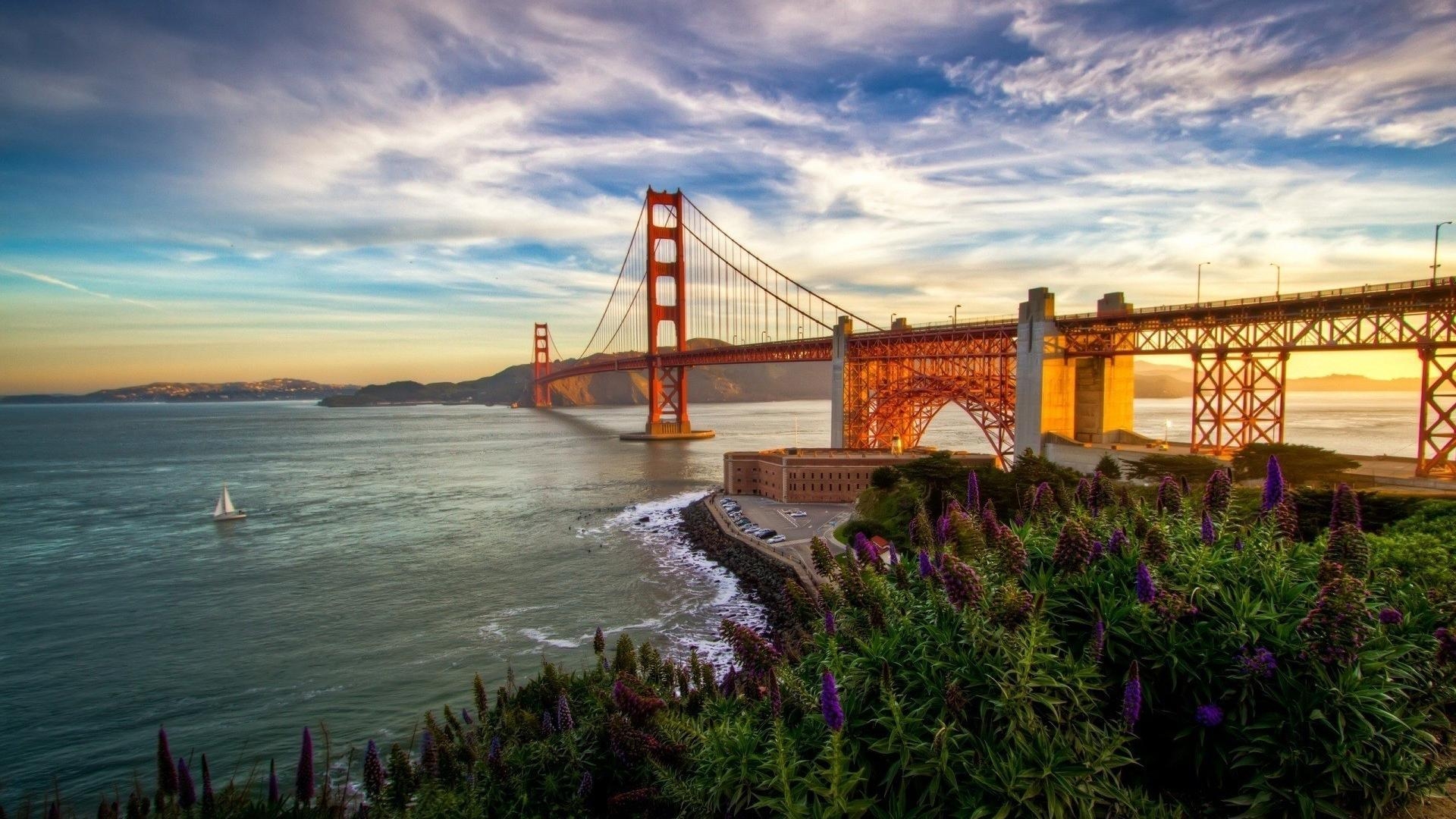 Sonnenuntergang, USA, Golden Gate, Kalifornien, San Francisco, 1920x1080 Full HD Desktop