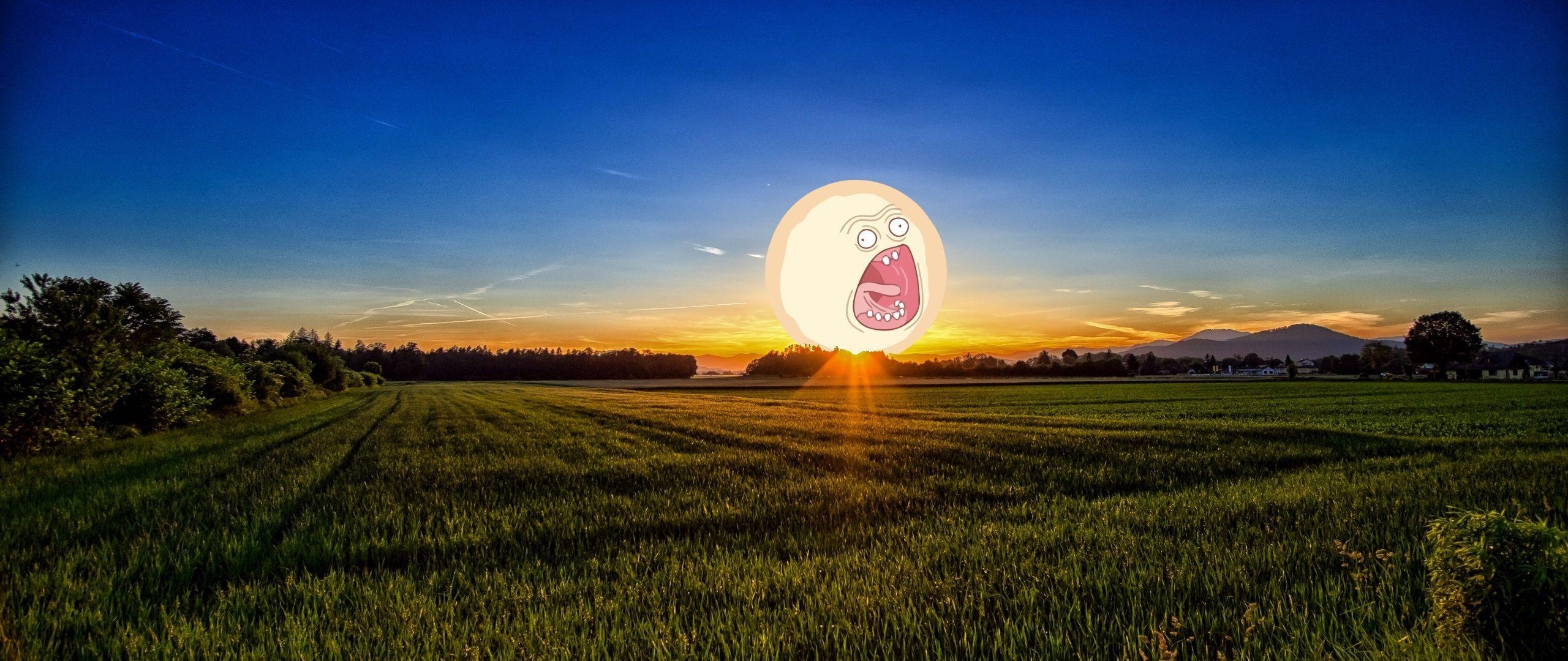 Schreiende Sonne, Cartoon, Comedy, Sonne, Himmel, 2560x1080 Dual Screen Desktop