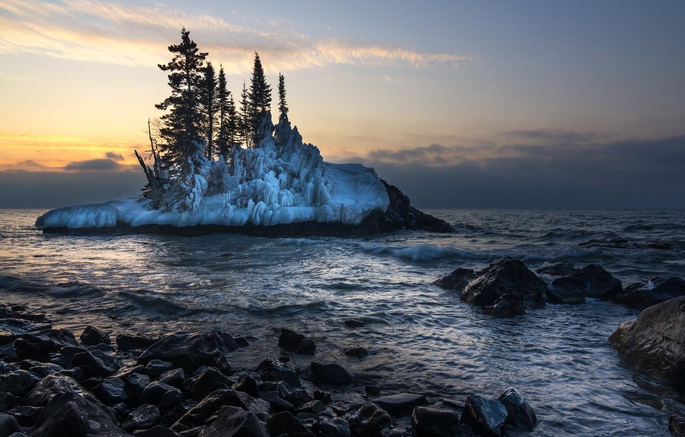 Lake Superior, Wintermorgen, Natur, Reisefotografie, USA, 1340x850 HD Desktop