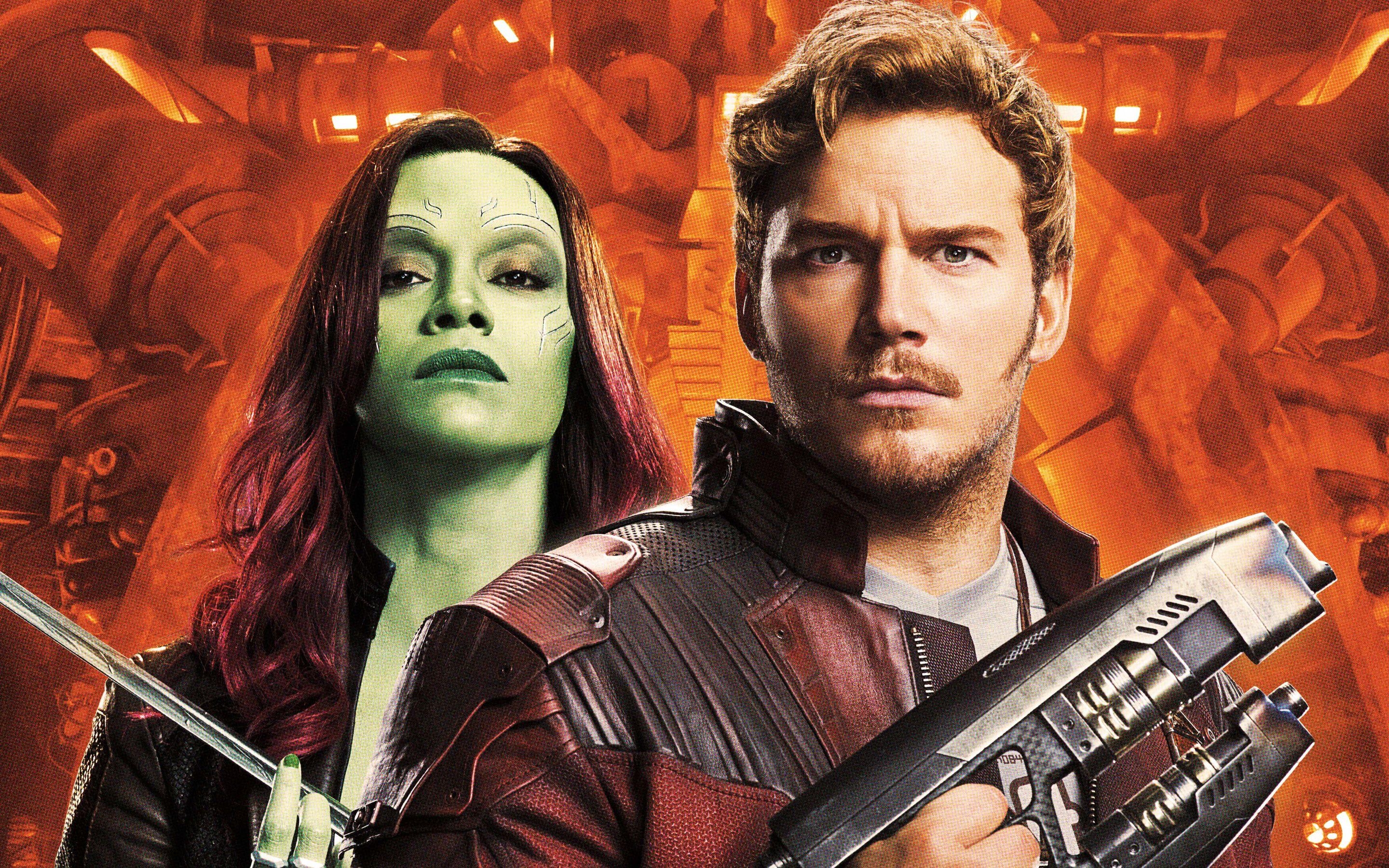 Gamora, Peter Quill, Galaxy, Vol 2, Marvel, 2880x1800 HD Desktop