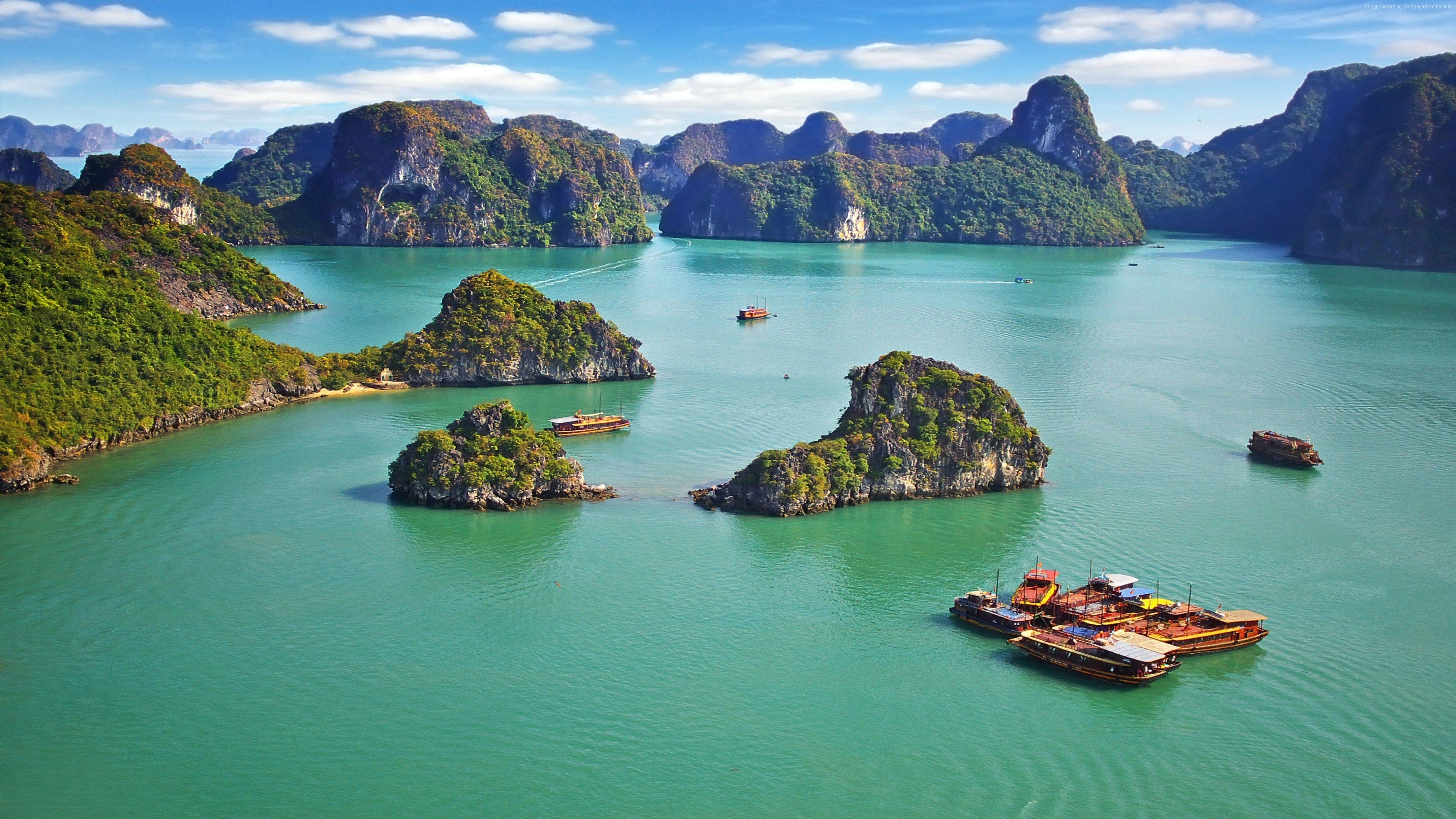 Vietnam, Ha Long Bucht, Berge, Meer, Reisen, 3840x2160 4K Desktop