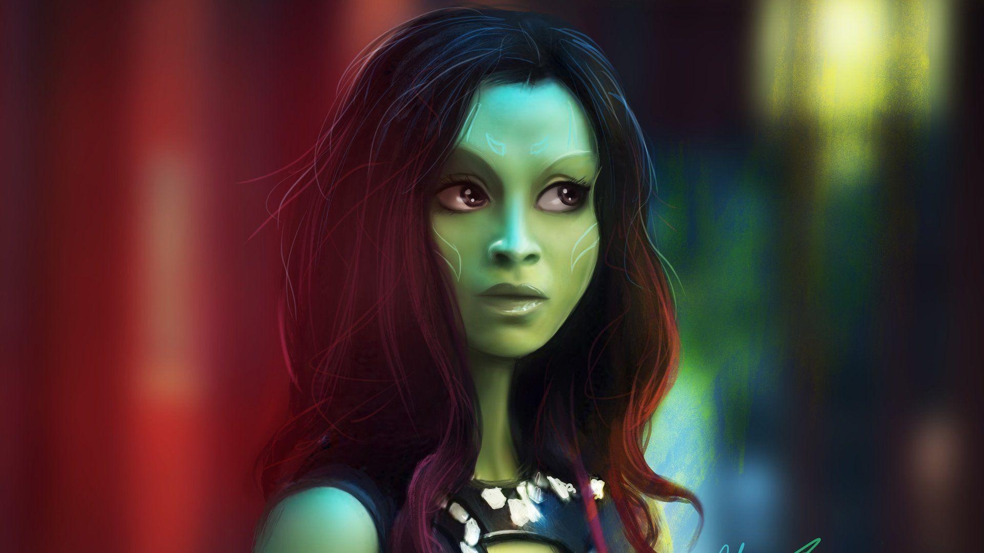 Gamora, HD, grüne Kriegerin, Marvel, Kino, 1920x1080 Full HD Desktop