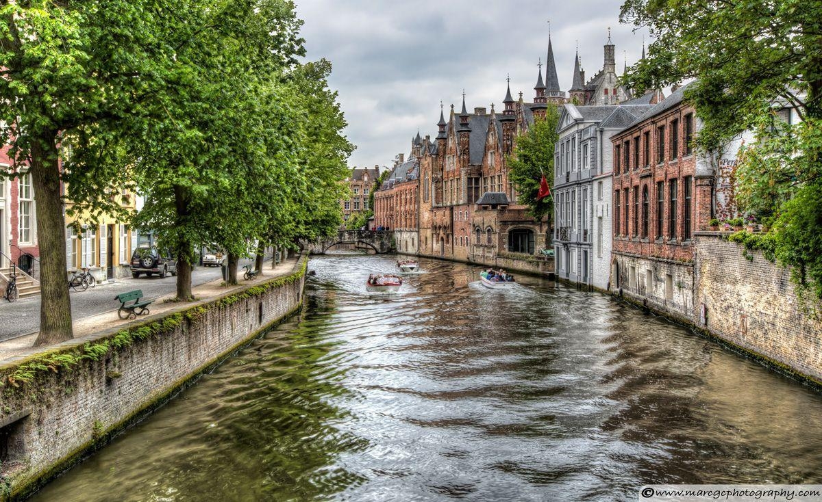 Groenerei, Kanal, Brügge, Belgien, Architektur, 1200x740 HD Desktop