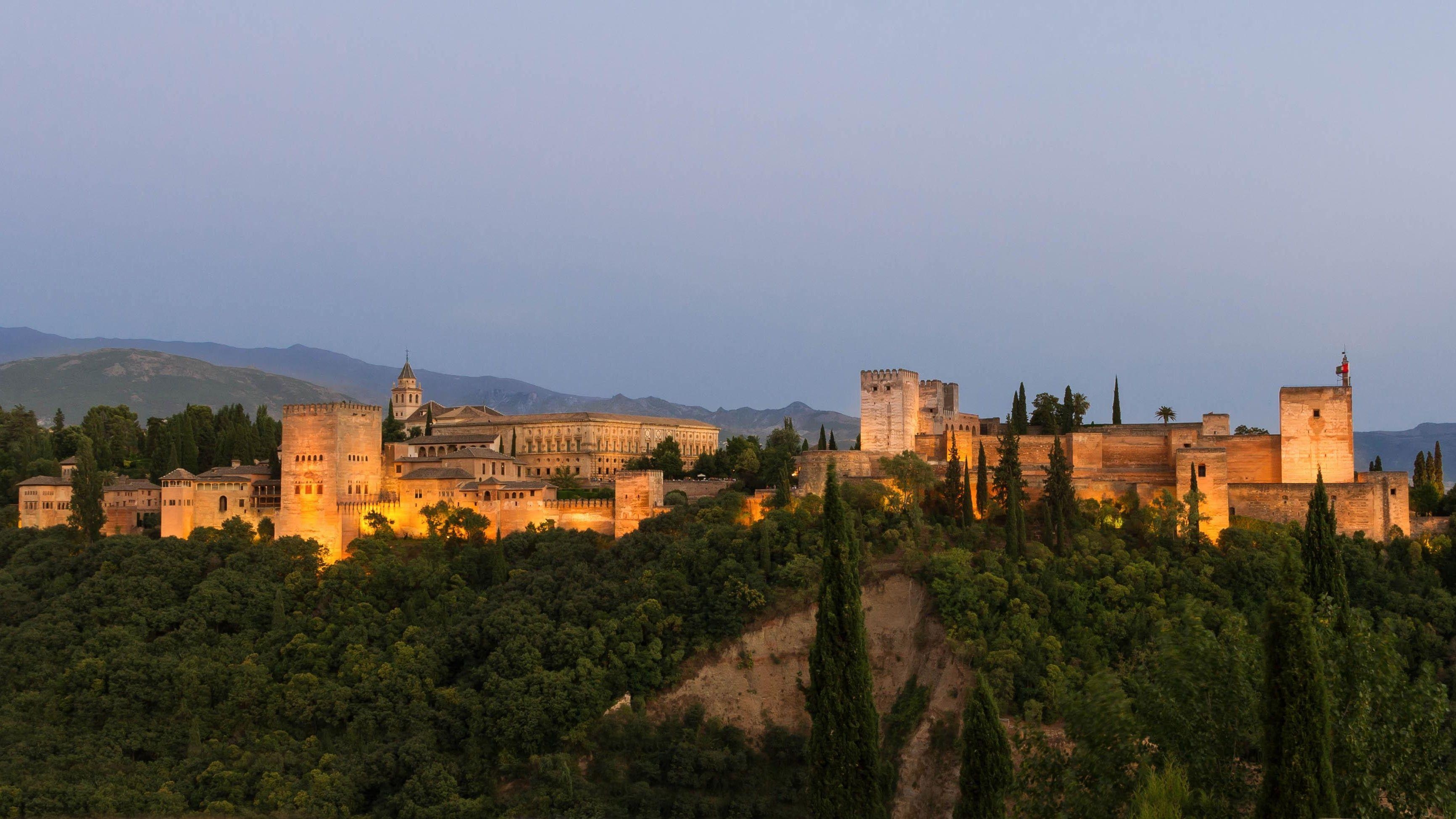 La Alhambra, Festung, Granada, Spanien, Reisen, 3470x1950 HD Desktop