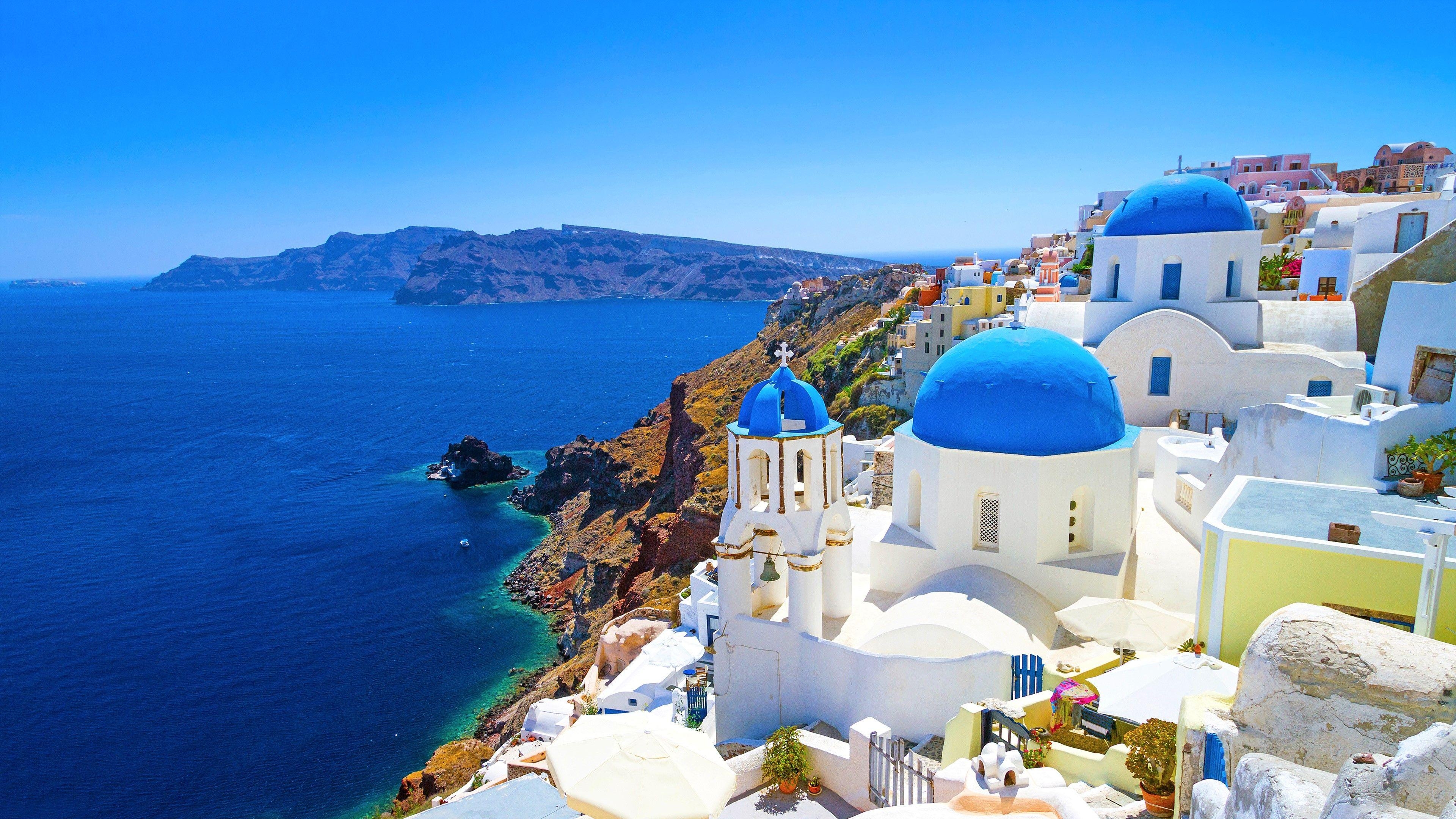 Santorini, Griechenland, 4K, Ultra HD, Hintergrund, 3840x2160 4K Desktop