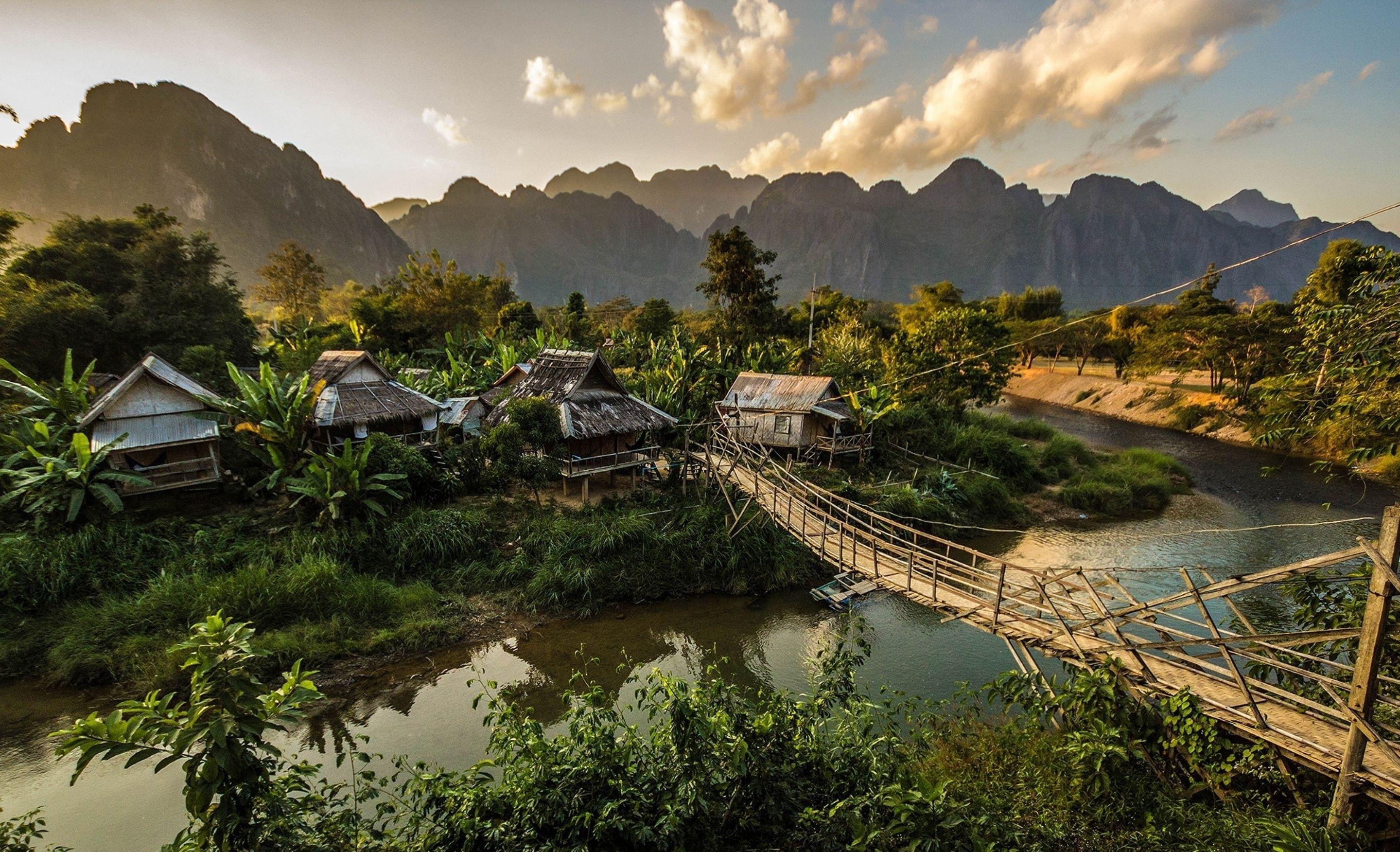 Laos, Hintergrund, Reisen, Kultur, Natur, 2880x1760 HD Desktop