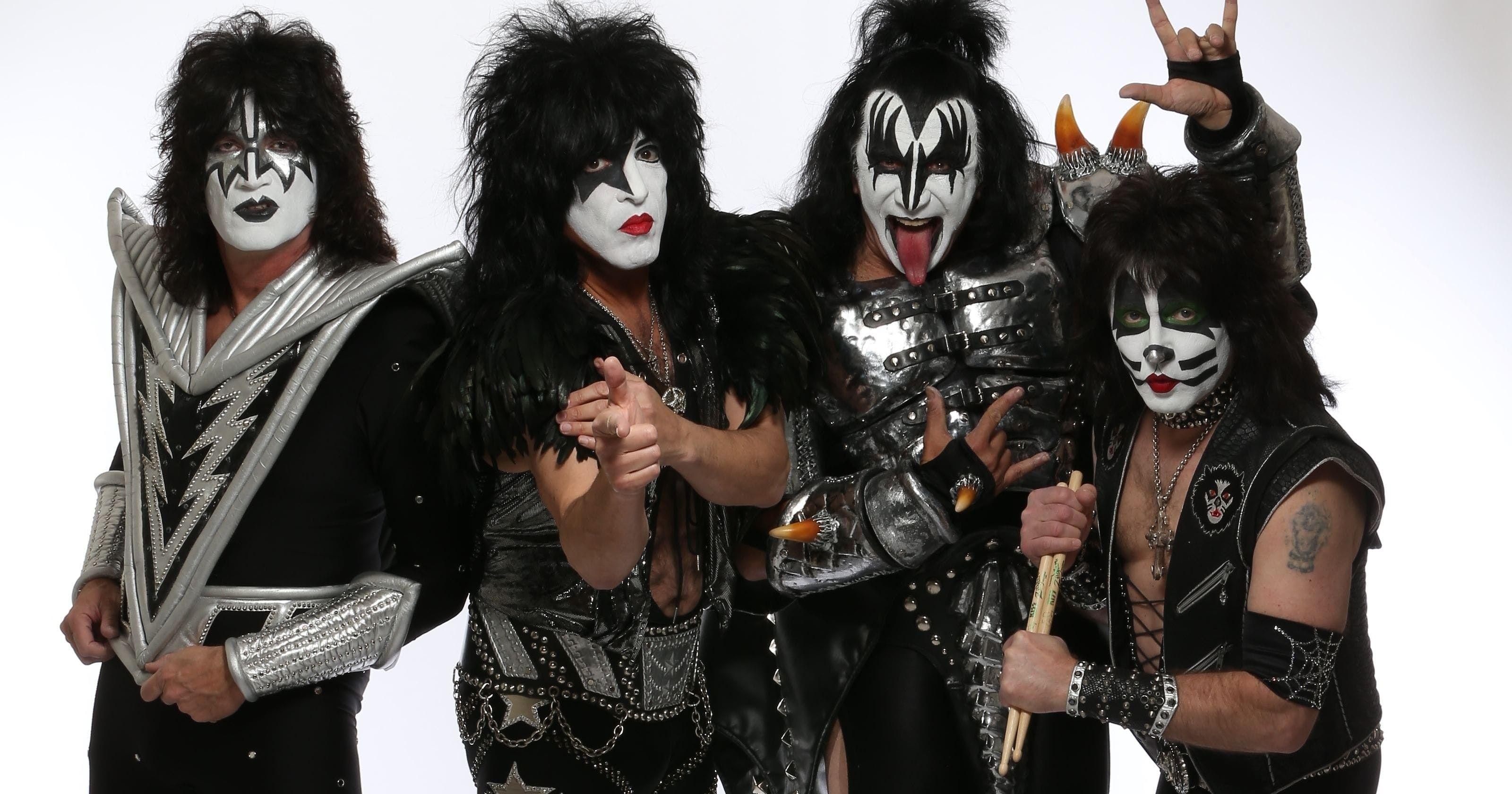 KISS Band, Rock, Pilz, Gesicht, Schwarz-Weiß, 3200x1680 HD Desktop