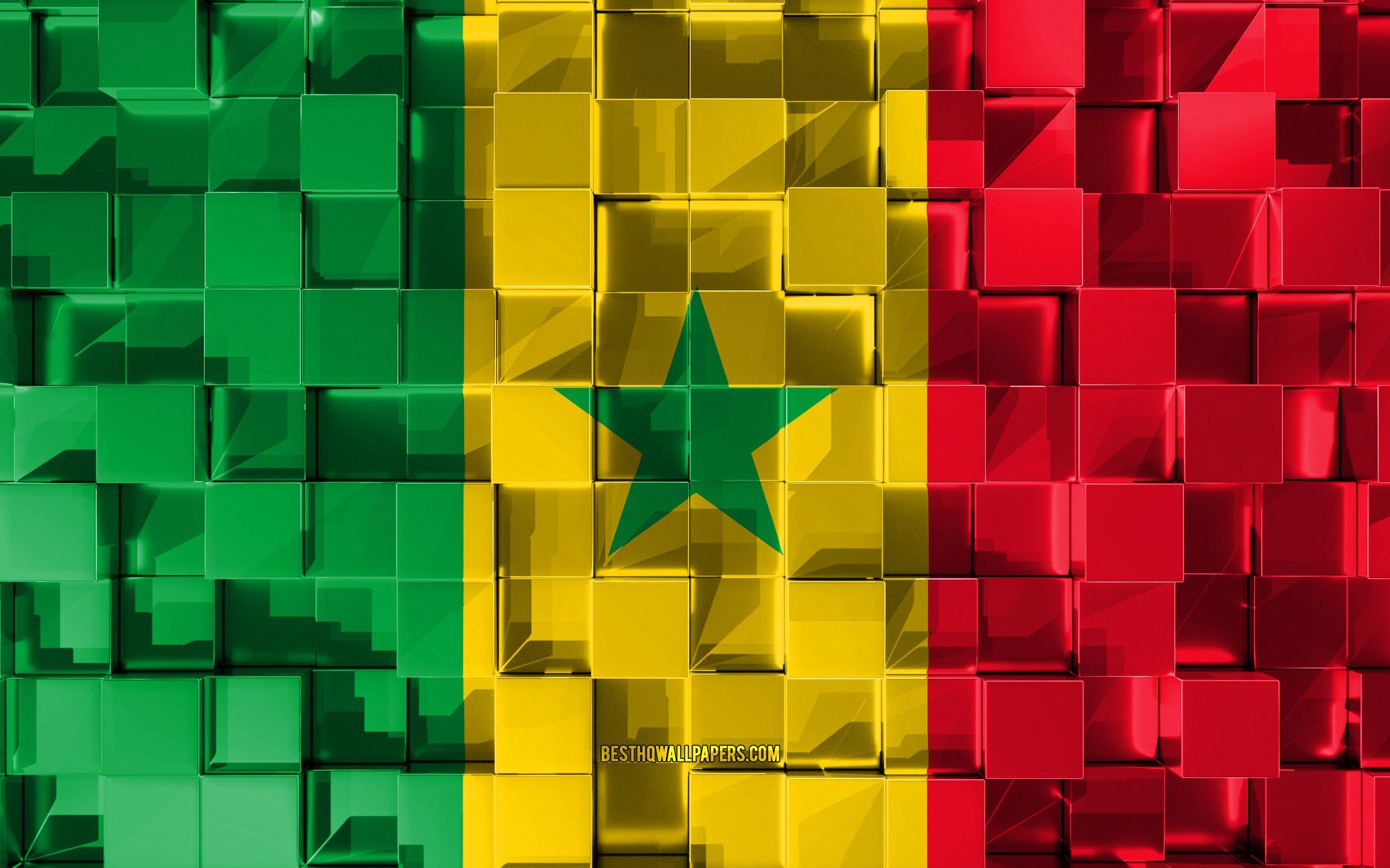 Senegal, Flagge, 3D, Würfel, Textur, 2880x1800 HD Desktop