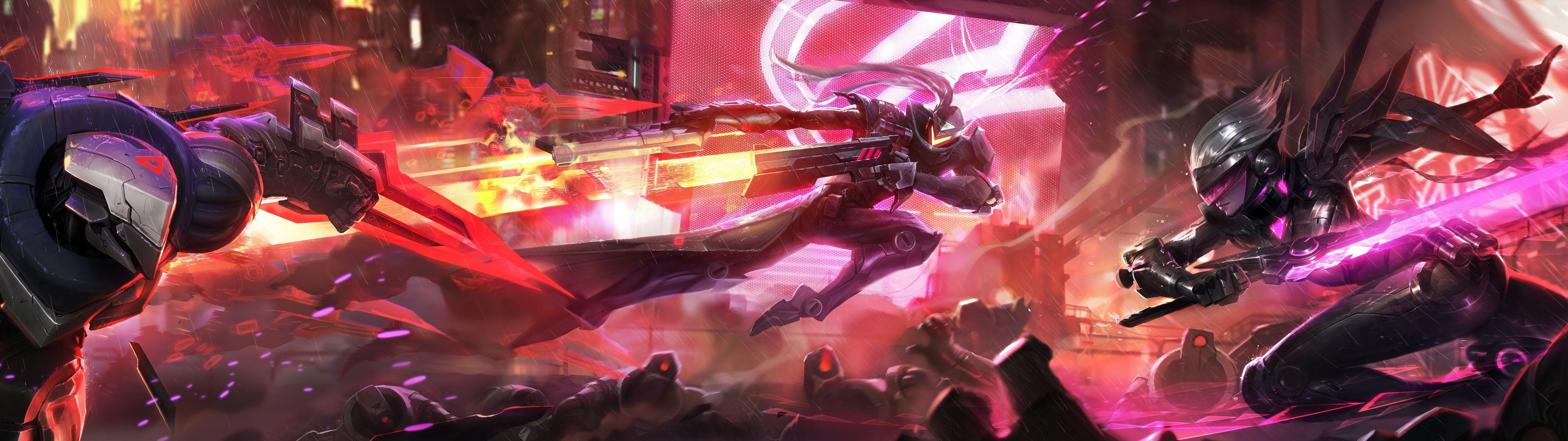 Projekt Zed, Lucian, Fiora, League of Legends, HD, 5230x1470 Dual Screen Desktop