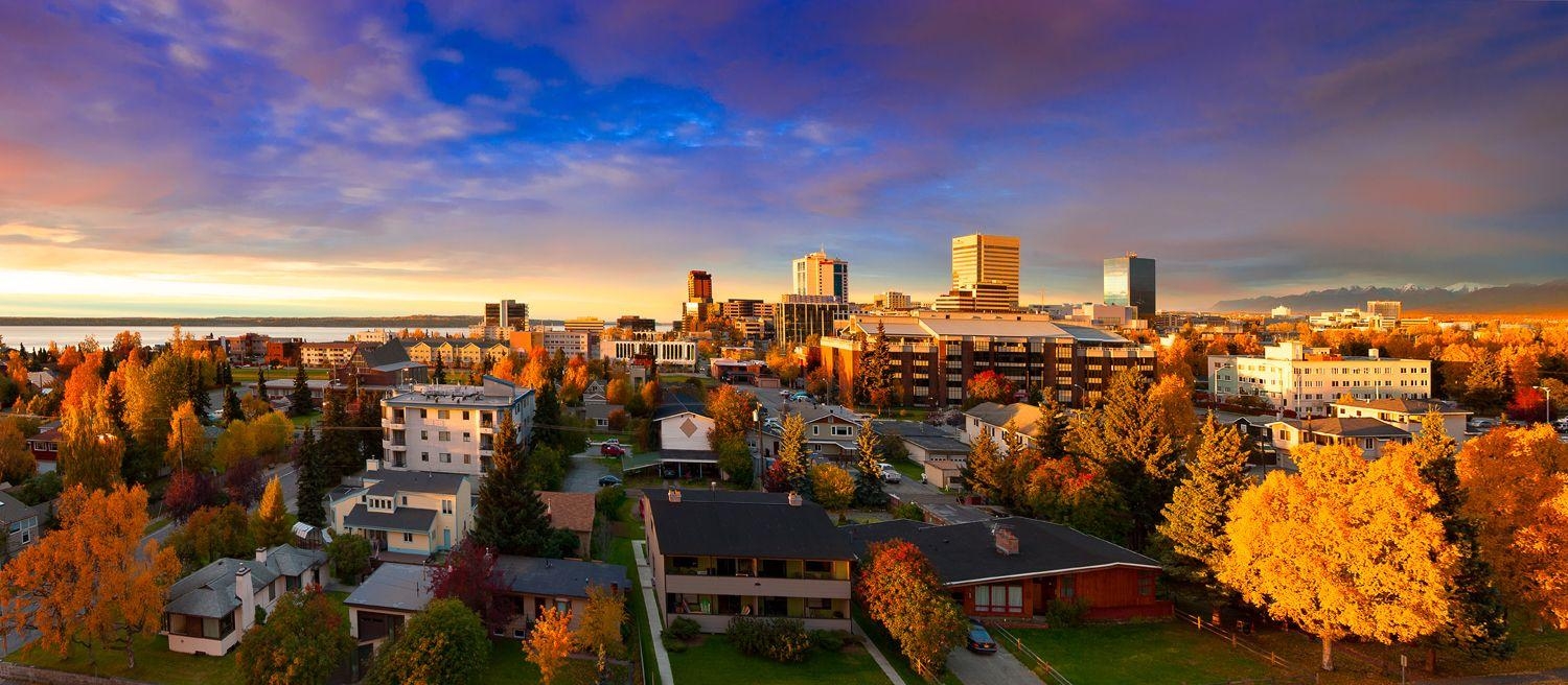 Panorama, Anchorage, Alaska, USA, Foto, 1500x660 Dual Screen Desktop