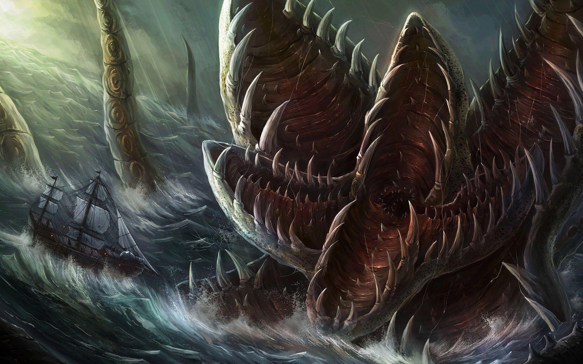 Kraken, Hintergrund, Bild, Tentakel, Seeungeheuer, 1920x1200 HD Desktop