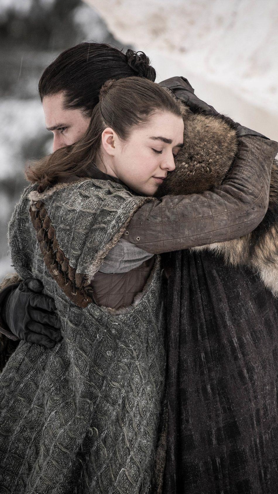 Jon Snow, Arya Stark, Game of Thrones, S8, Download, 950x1690 HD Handy