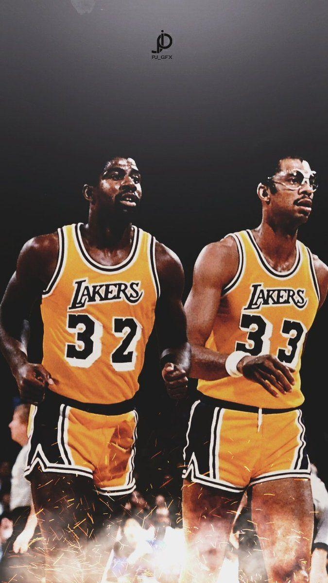 Earvin Johnson, Kareem Abdul Jabbar, NBA, Lakers, Basketball, 680x1200 HD Handy