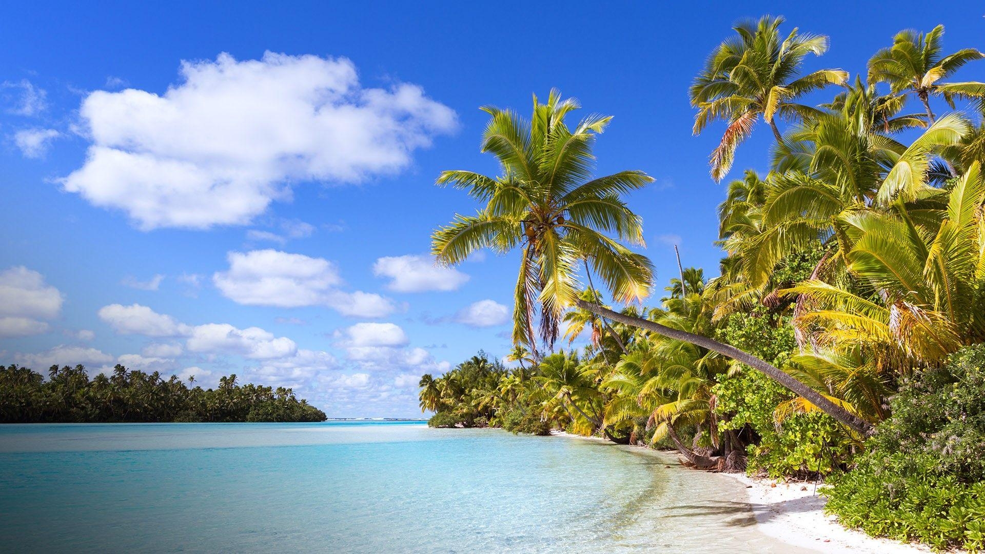 Cook Inseln, Aitutaki, tropischer Strand, Tapuaetai, Windows Bild, 1920x1080 Full HD Desktop