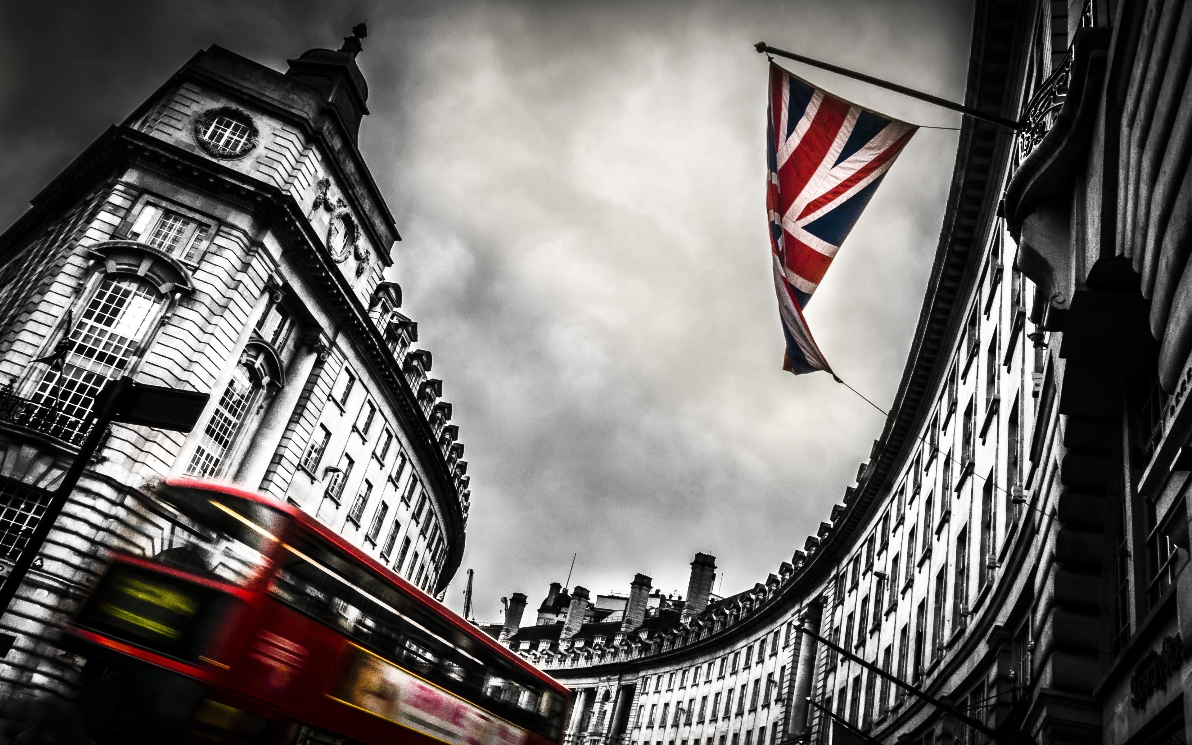 UK Flagge, London, Selektive Färbung, Hauptstadt, Reisen, 3840x2400 4K Desktop