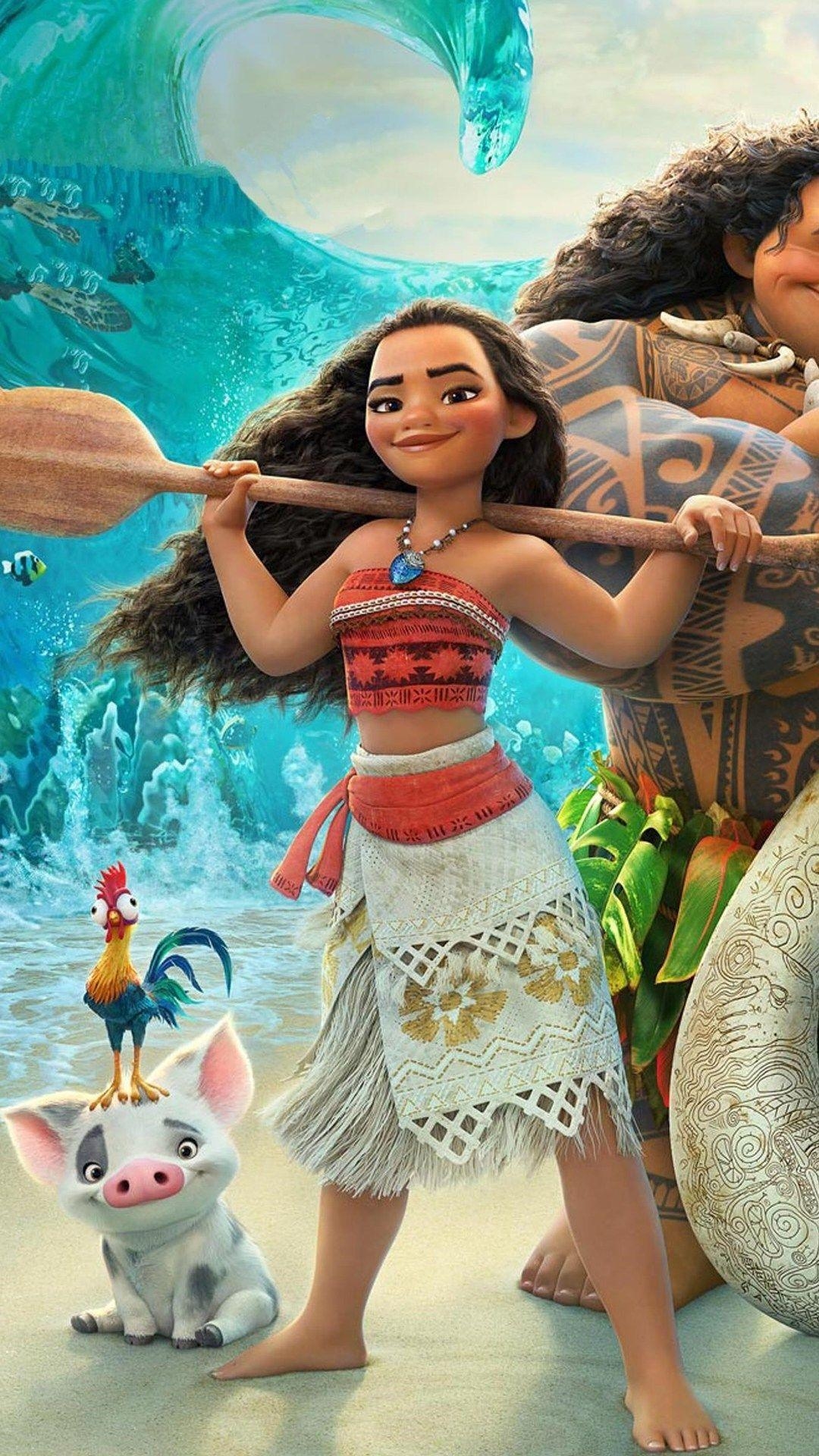 Moana Film, Cartoon-Protagonistin, Disney, Südsee-Abenteuer, Animationsfilm, 1080x1920 Full HD Handy