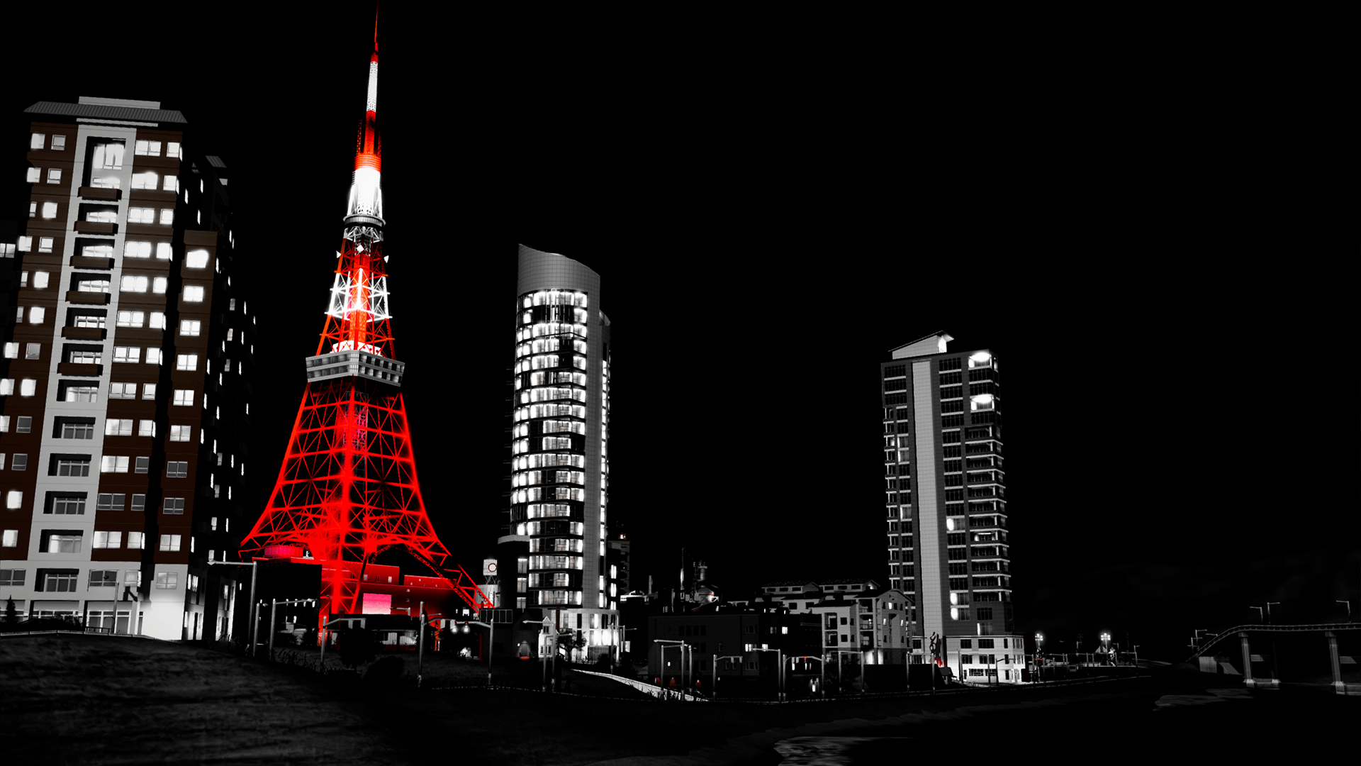 Tokyo Tower, 1920x1080, Japan, Städte-Reise, Nächtlich, 1920x1080 Full HD Desktop