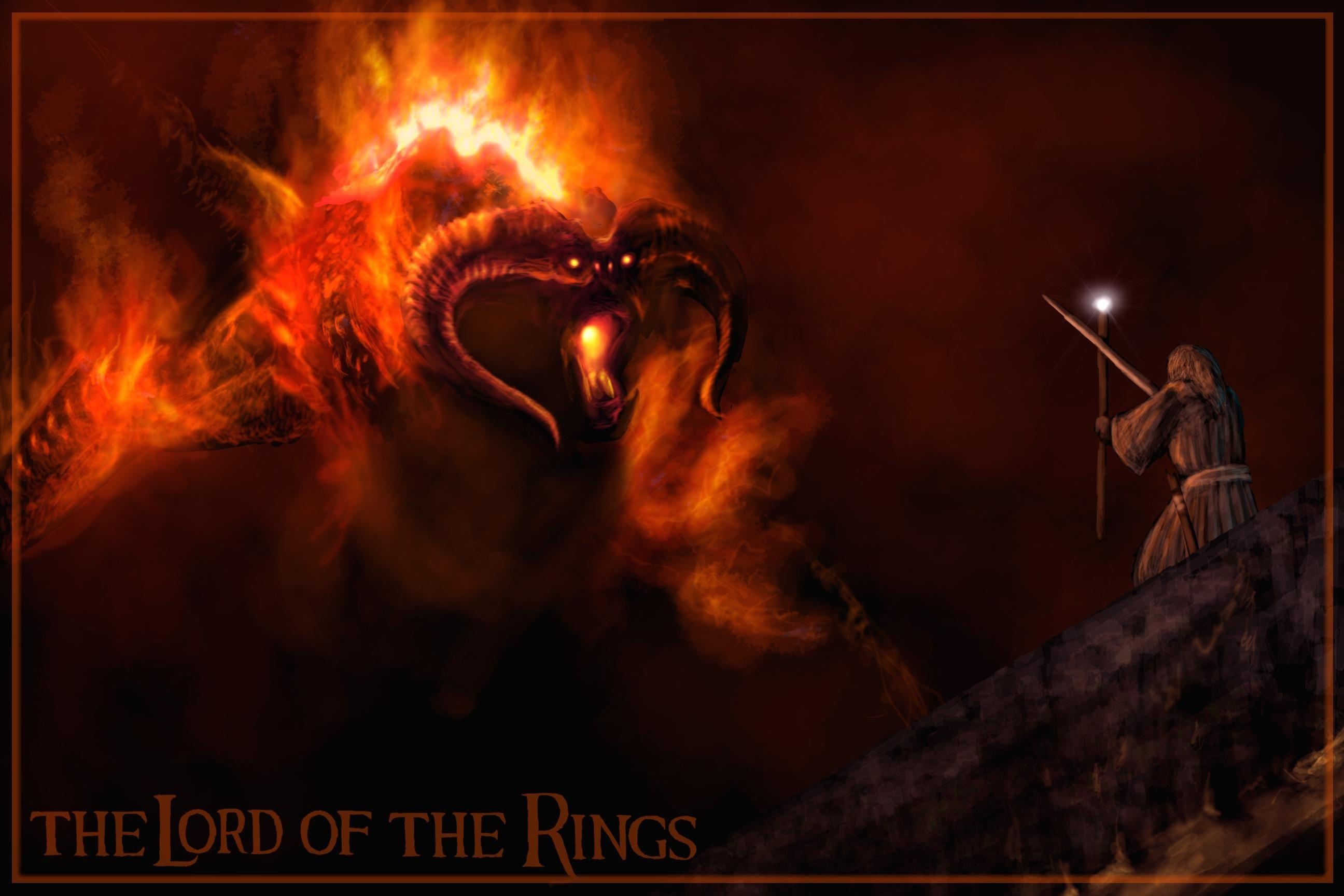 Gandalf, Balrog, Film, episches Duell, Mittelerde, 2600x1730 HD Desktop