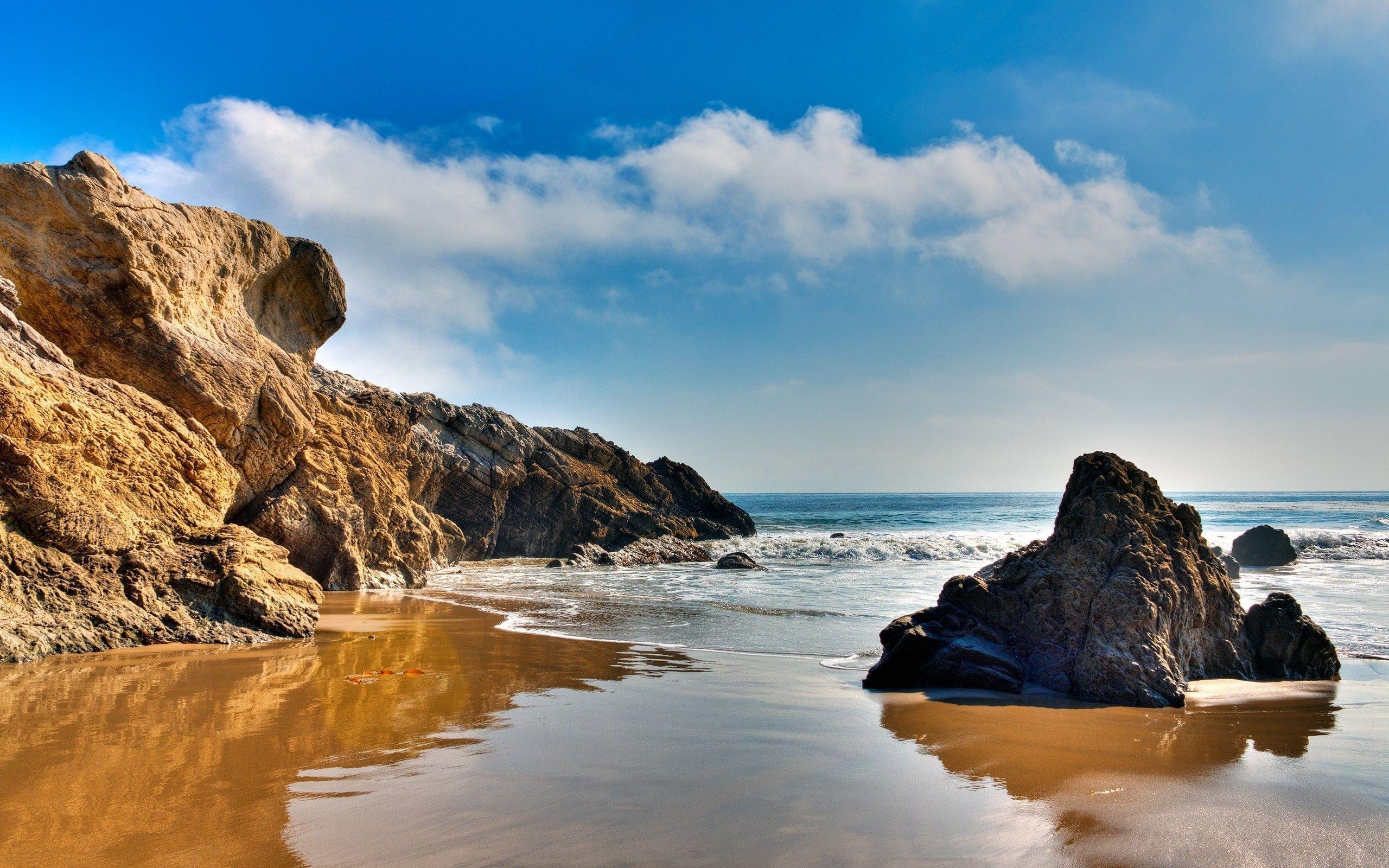 Malibu, Strand, Felsen, Kalifornien, Landschaft, 2560x1600 HD Desktop