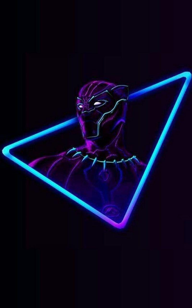 Black Panther, 3D, Avengers, Neon, Film, 800x1280 HD Handy