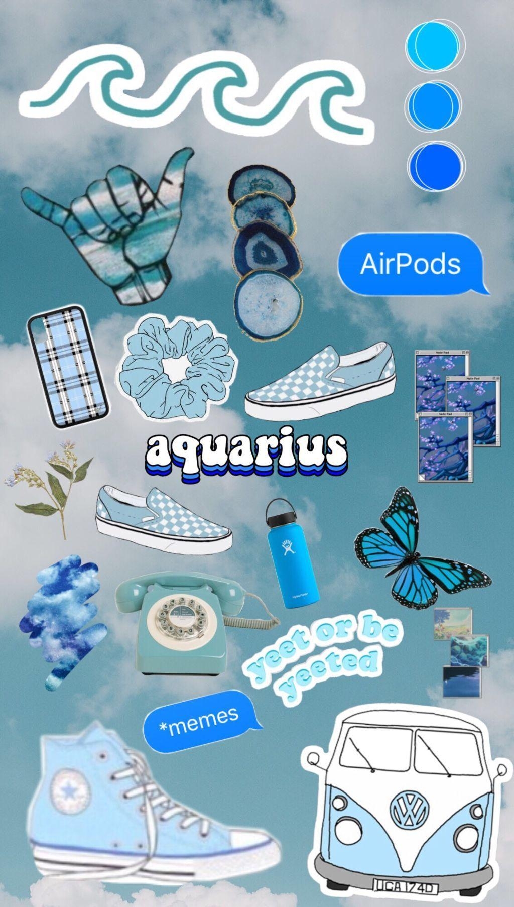 Aquarius, iPhone Hintergrund, Sternzeichen komplett, Design, Wassermann, 1030x1810 HD Handy