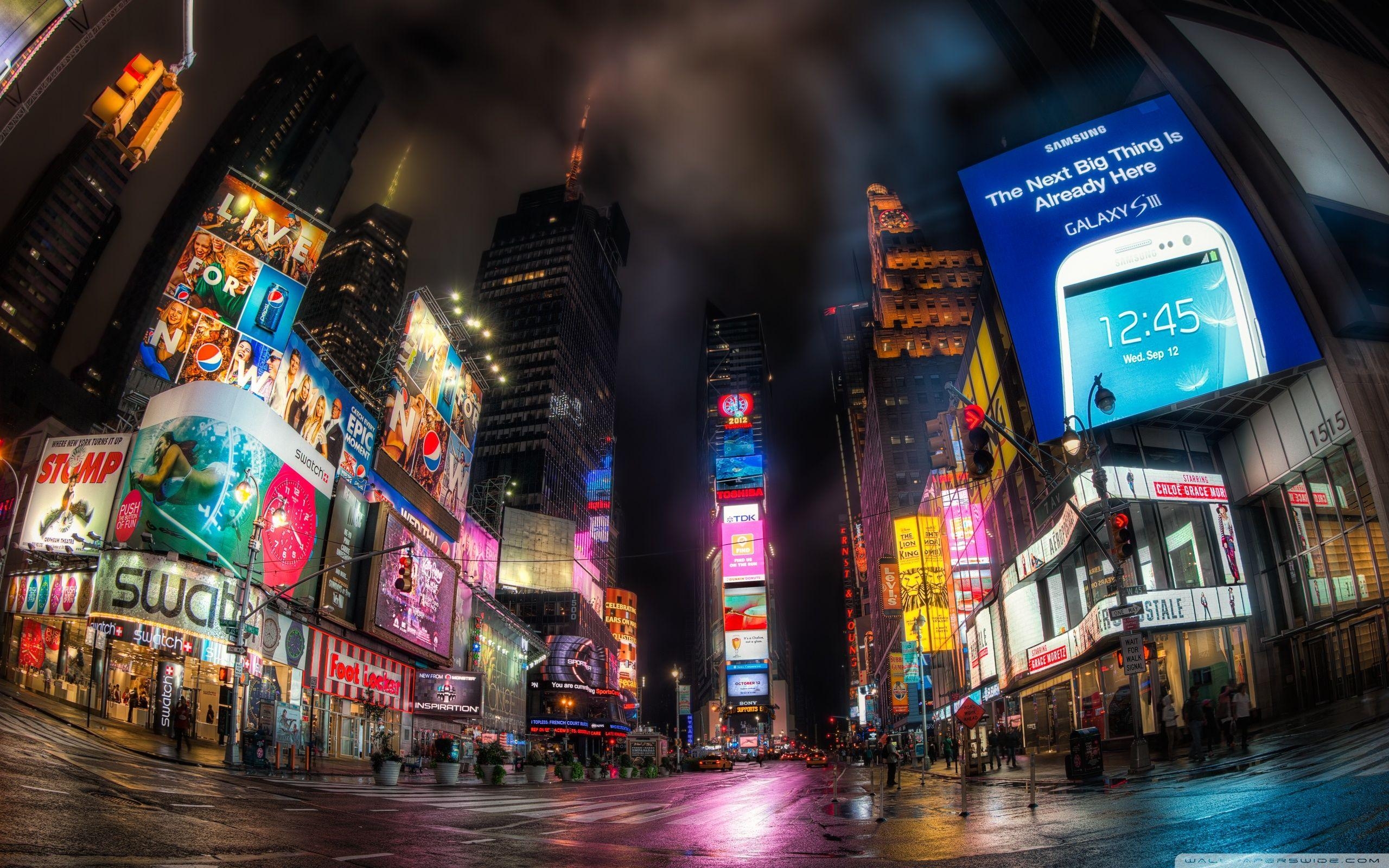 Times Square, Nacht, 4K, Ultra HD, Fernseher, 2560x1600 HD Desktop