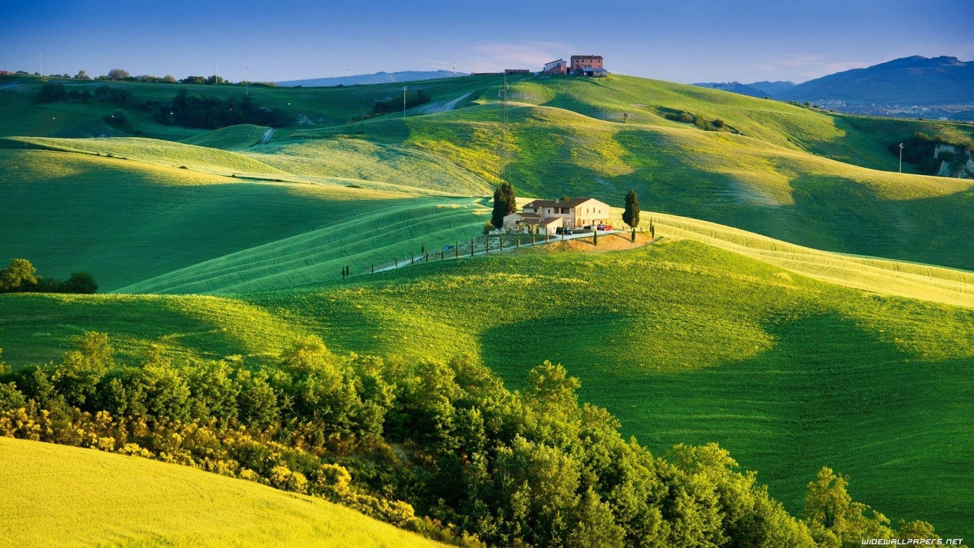 Grüne Hügel, Toskana, Italien, Landschaft, Natur, 1920x1080 Full HD Desktop