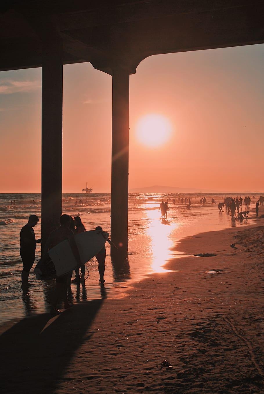 HD, USA, Huntington Beach, Sonnenuntergang, Meer, 910x1360 HD Handy