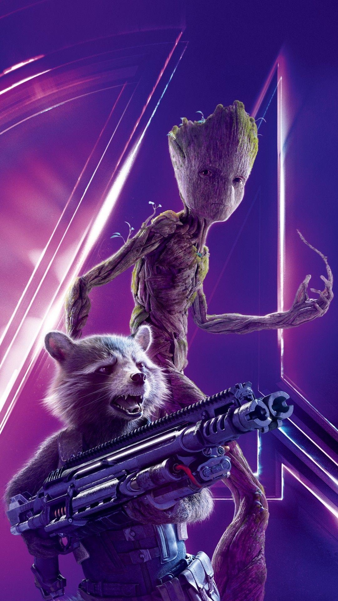 Rocket Raccoon, HD, Avengers Infinity War, Marvel, Helden, 1080x1920 Full HD Handy