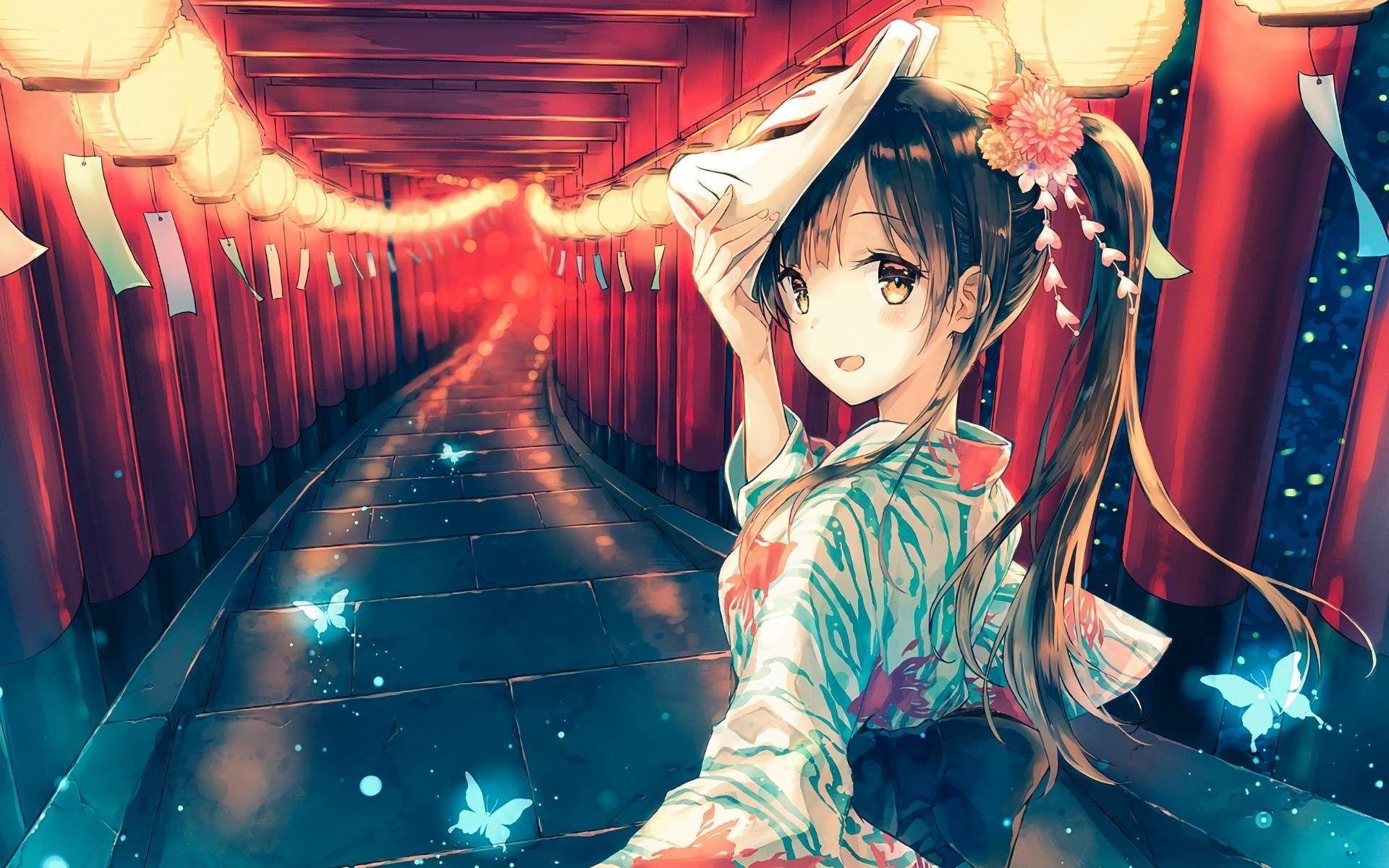 Einzigartig, Anime Mädchen, Kimono, Sammlung, Kunst, 1920x1200 HD Desktop