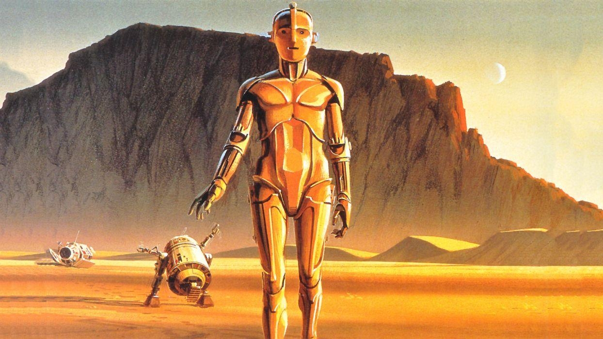 C-3PO, R2-D2, Ralph McQuarrie, Star Wars, Bild, 1250x700 HD Desktop