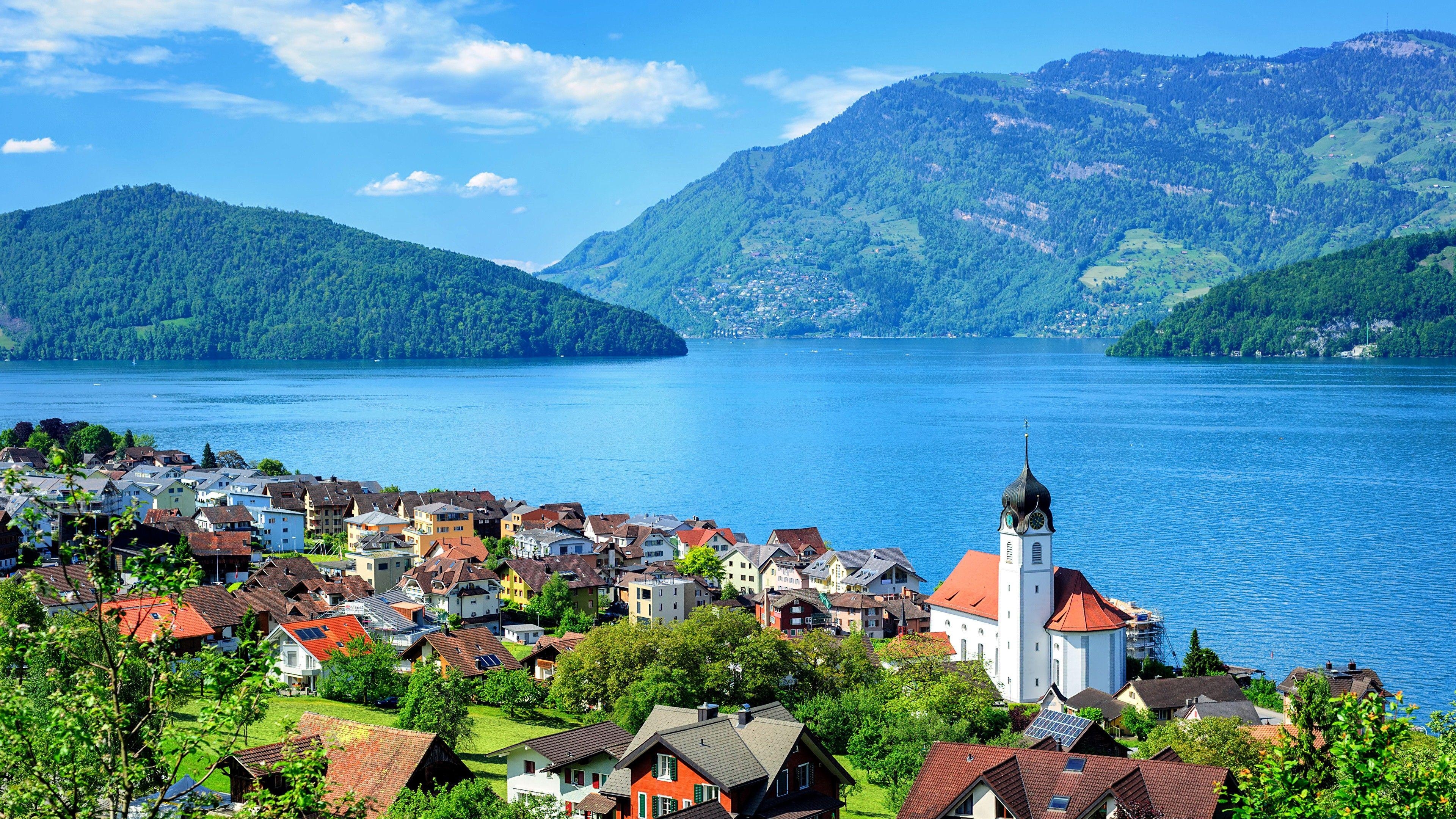 Vierwaldstättersee, Schweiz, Landschaft, 4K, Natur, 3840x2160 4K Desktop