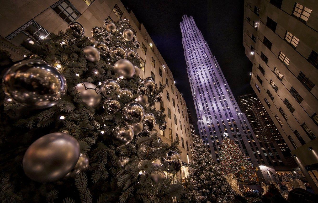 Rockefeller Center, New York, Weihnachtsbaum, Desktop, Bild, 1340x850 HD Desktop